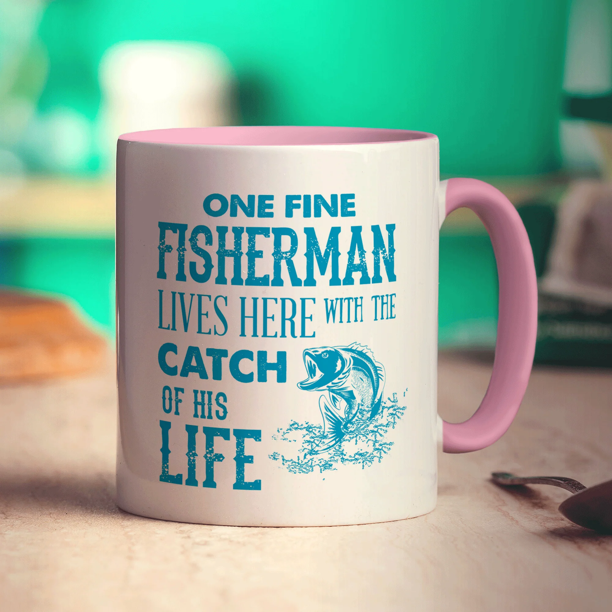 One Fine Fisherman Lives Here With The Catch of His Life Mug - Image 9