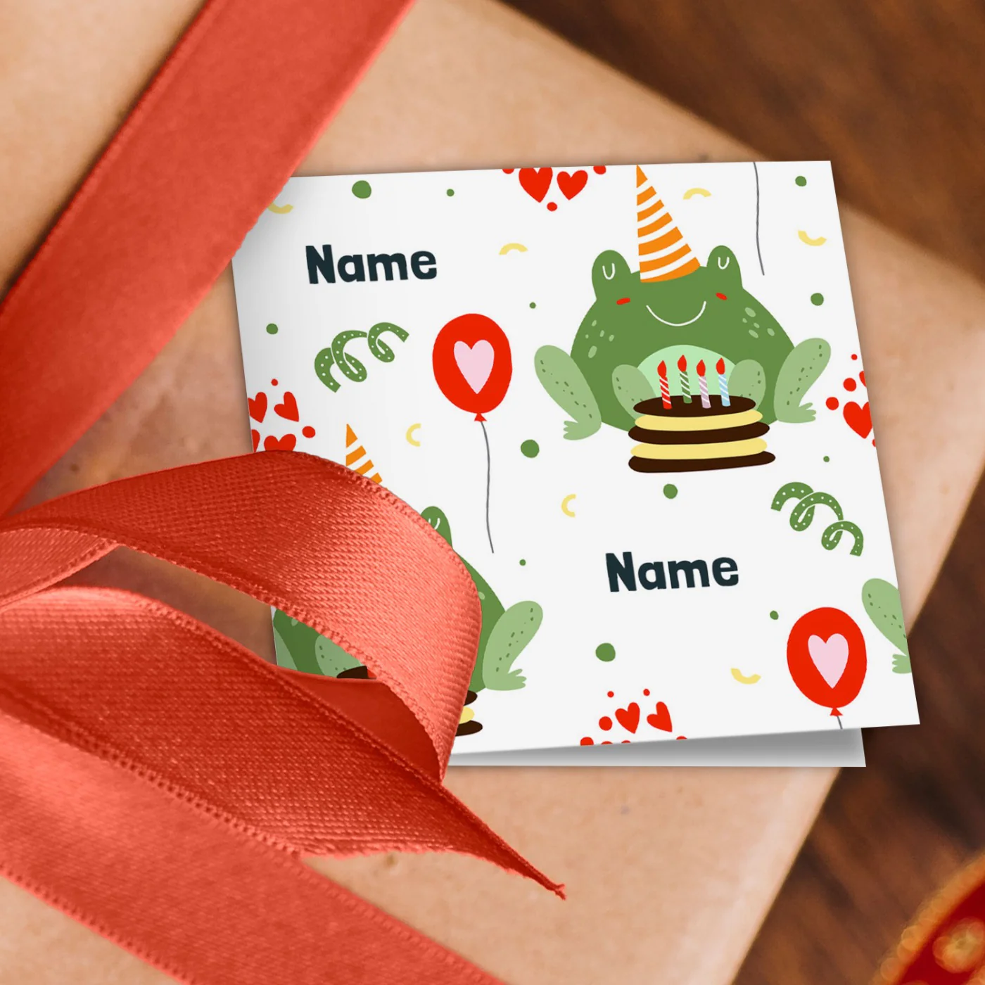 Party Frog Name Wrapping Paper - Image 2