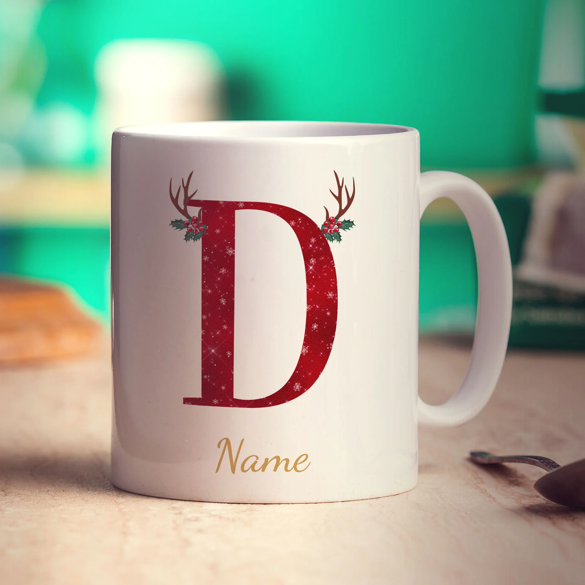 Personalised Festive Initial Mug with Name - Image 12
