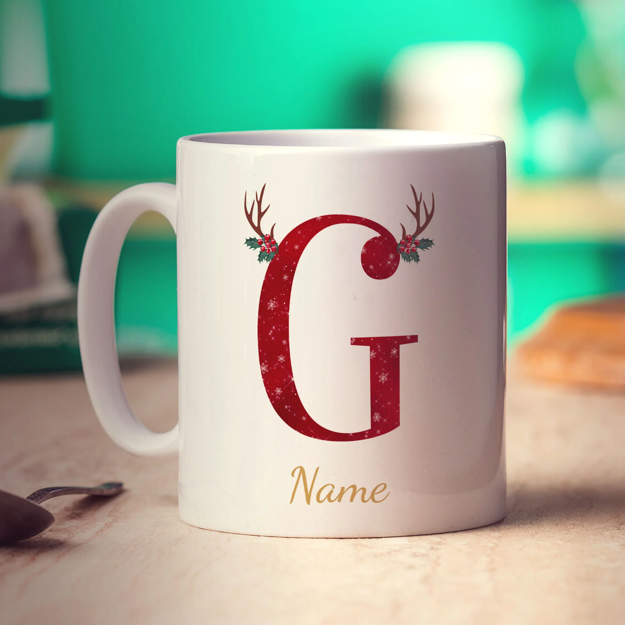 Personalised Festive Initial Mug with Name - Image 21