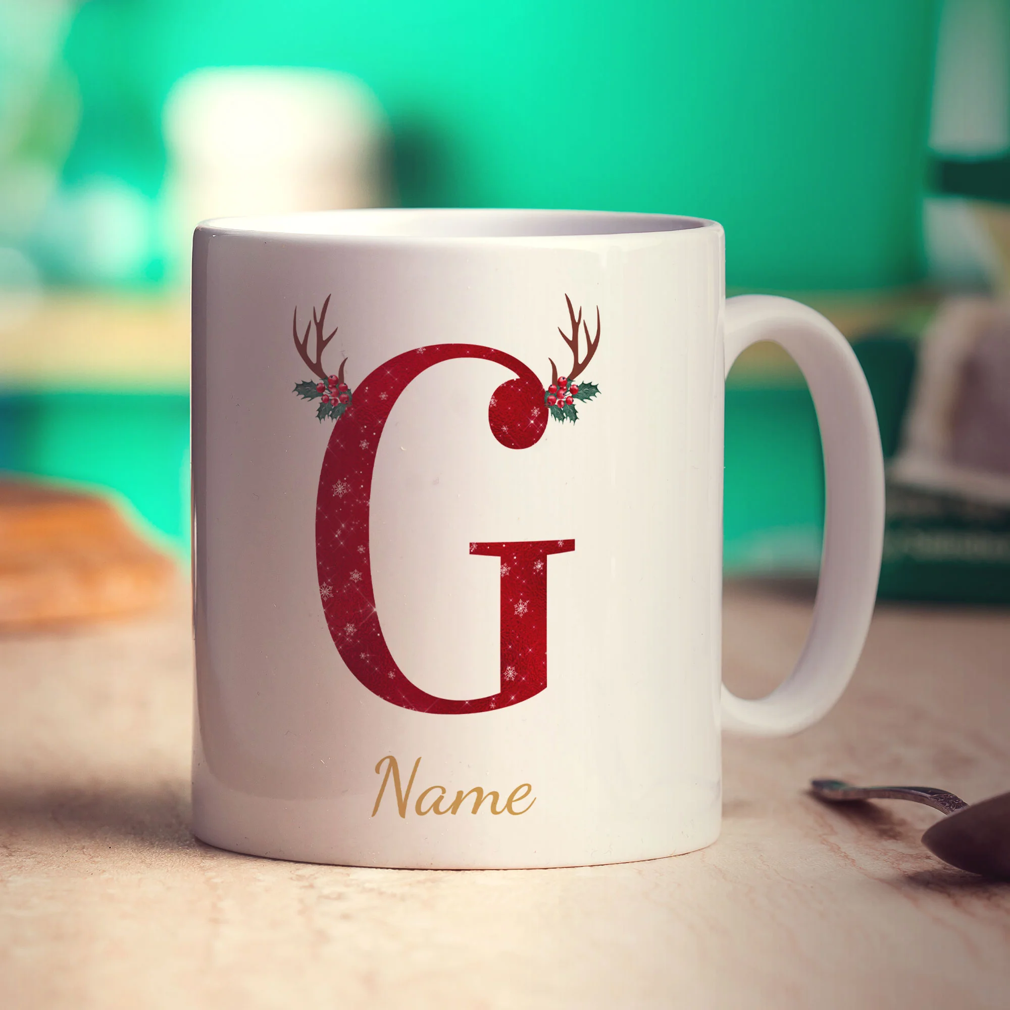 Personalised Festive Initial Mug with Name - Image 22