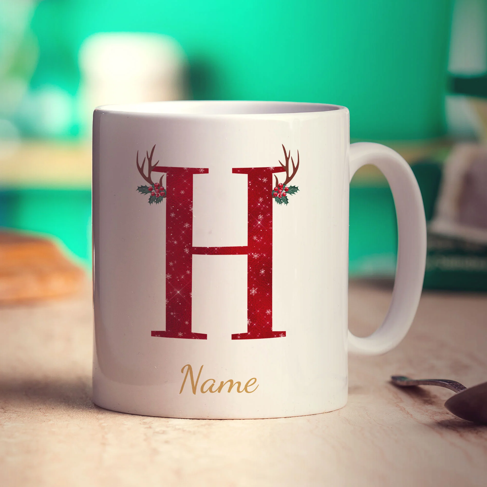 Personalised Festive Initial Mug with Name - Image 25