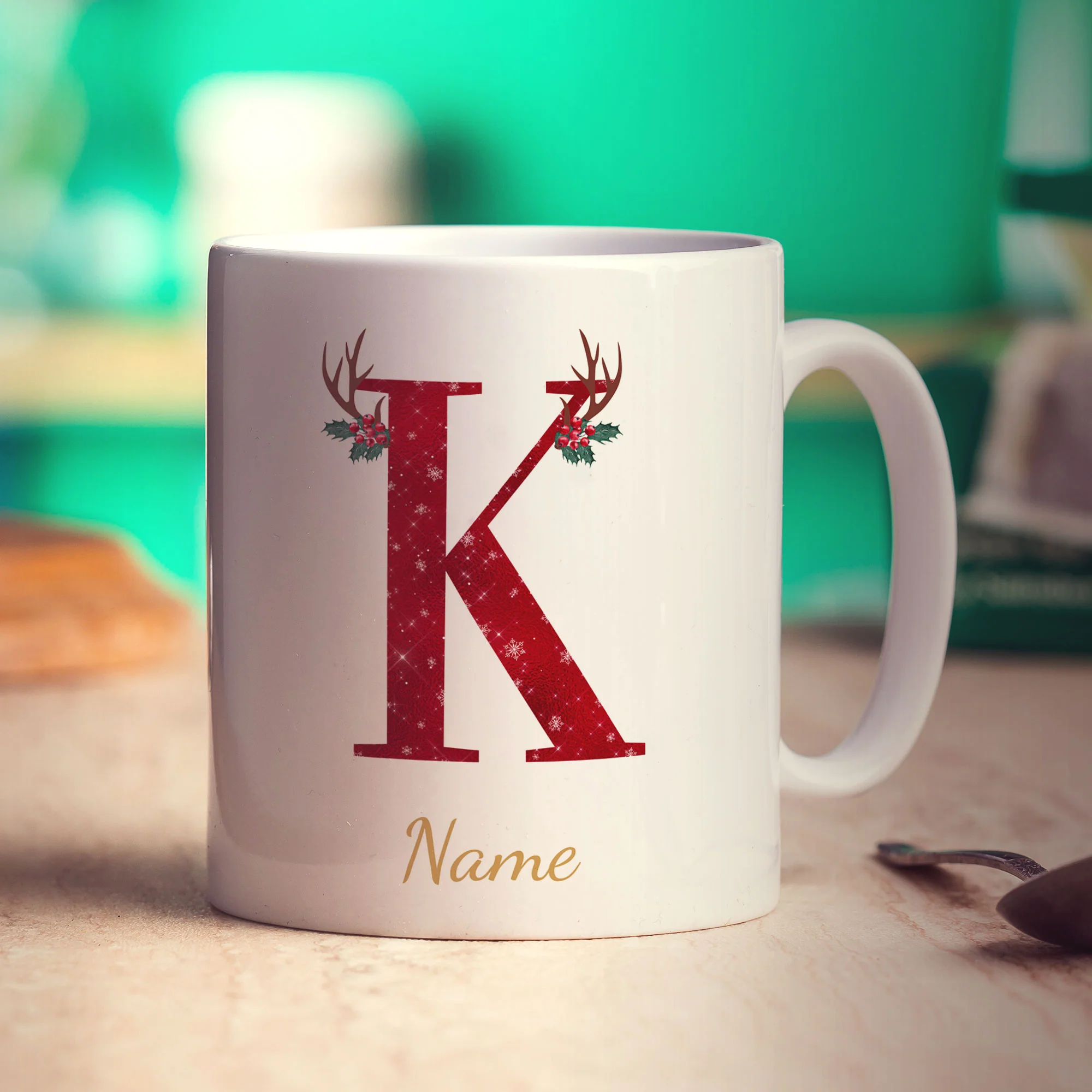 Personalised Festive Initial Mug with Name - Image 33