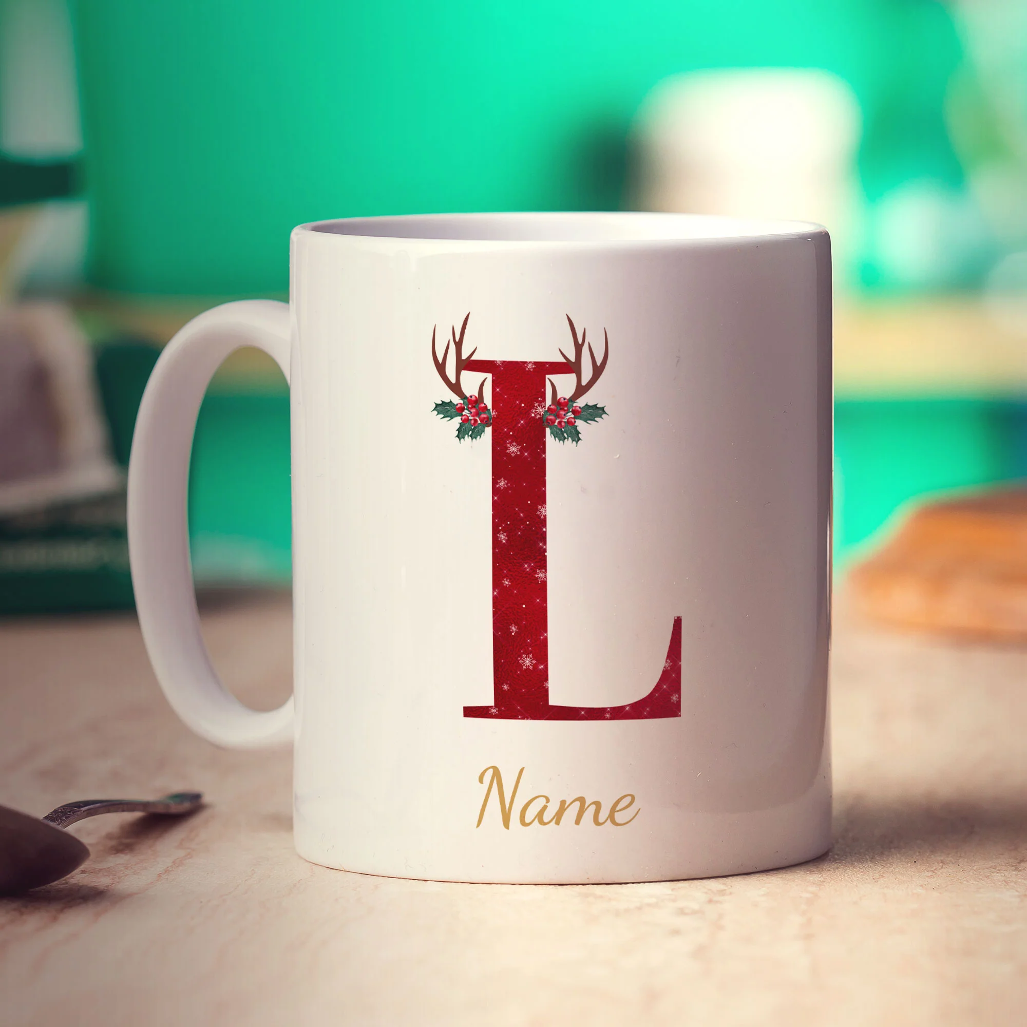 Personalised Festive Initial Mug with Name - Image 36