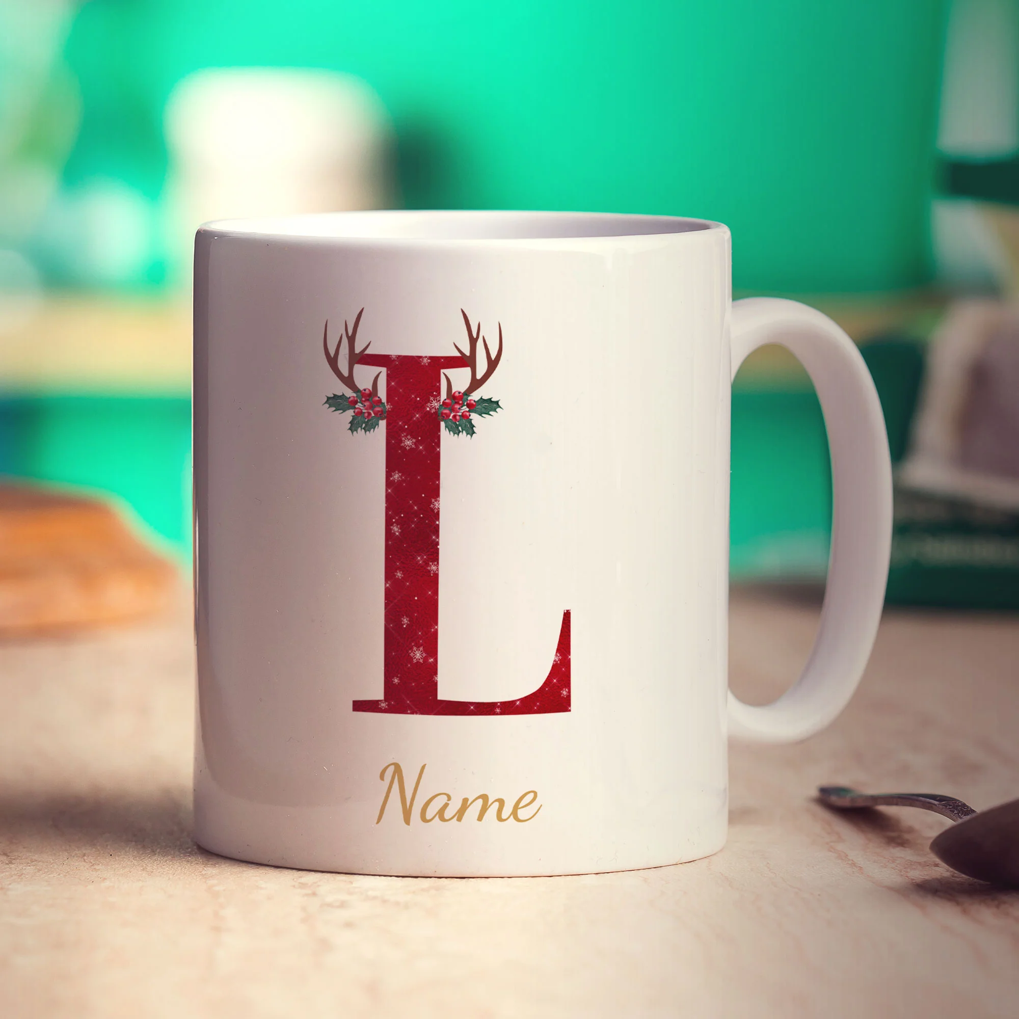 Personalised Festive Initial Mug with Name - Image 37