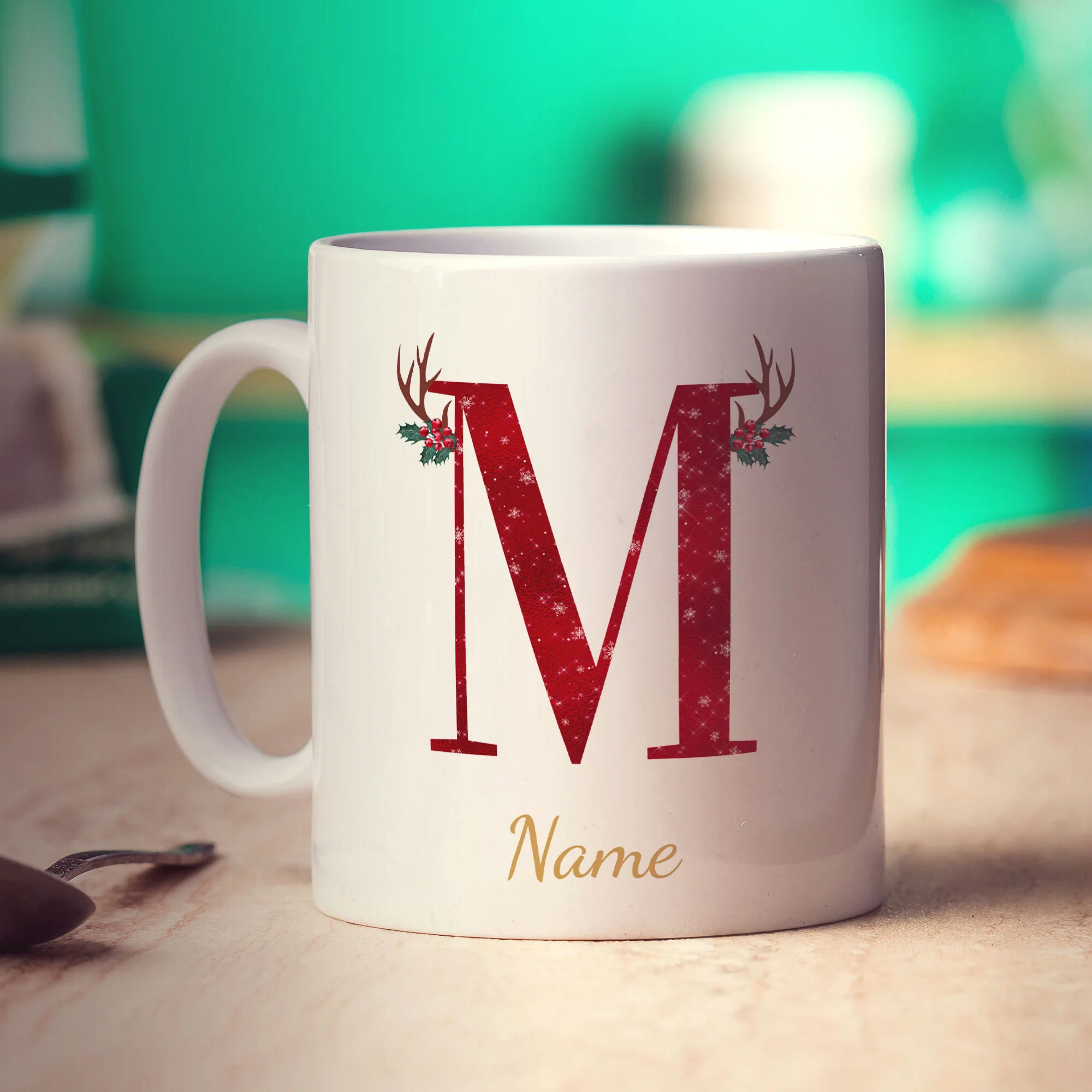 Personalised Festive Initial Mug with Name - Image 40