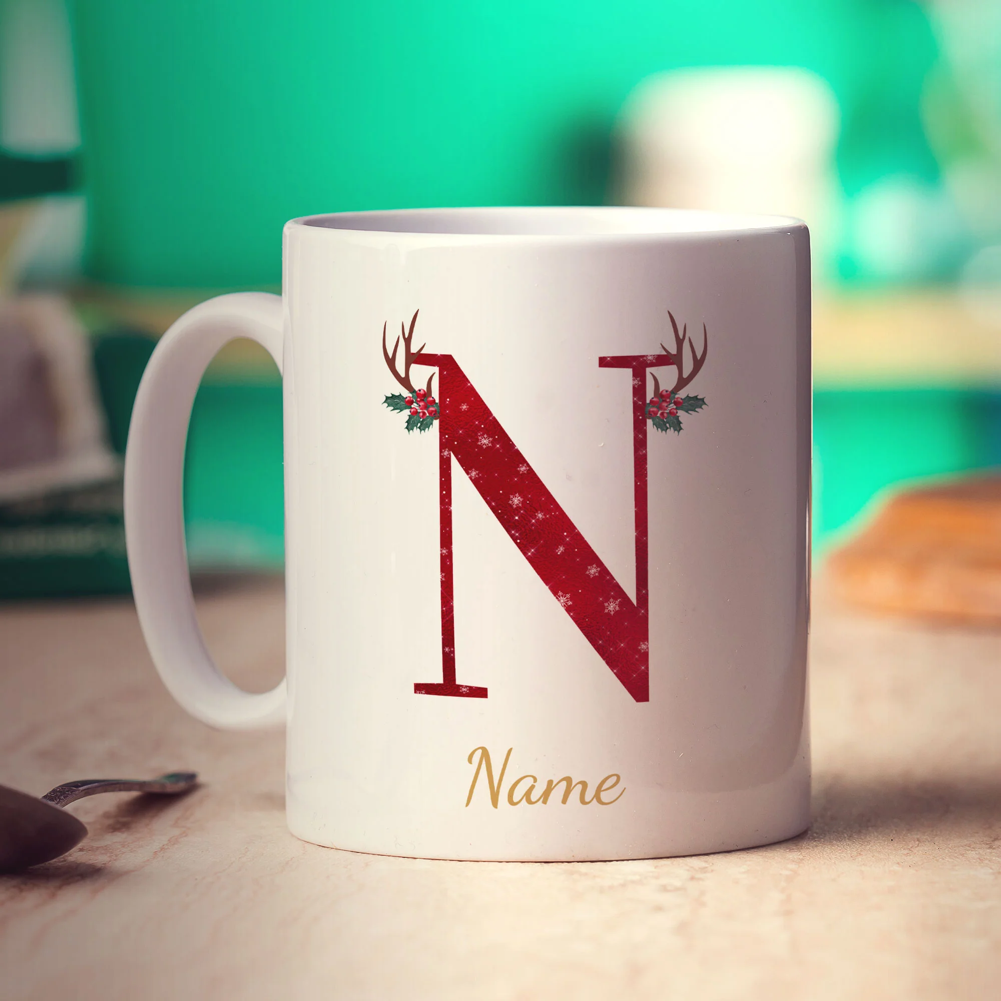 Personalised Festive Initial Mug with Name - Image 42