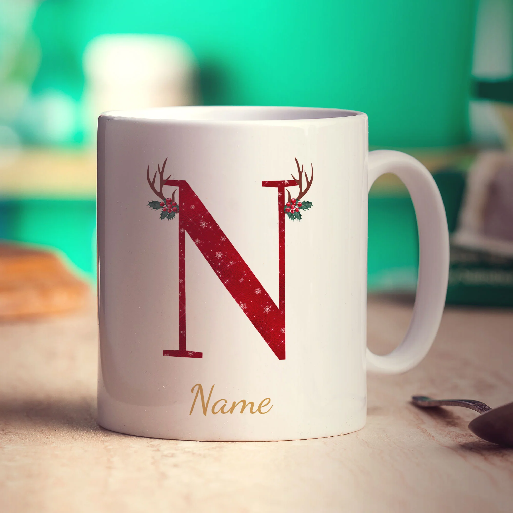 Personalised Festive Initial Mug with Name - Image 43
