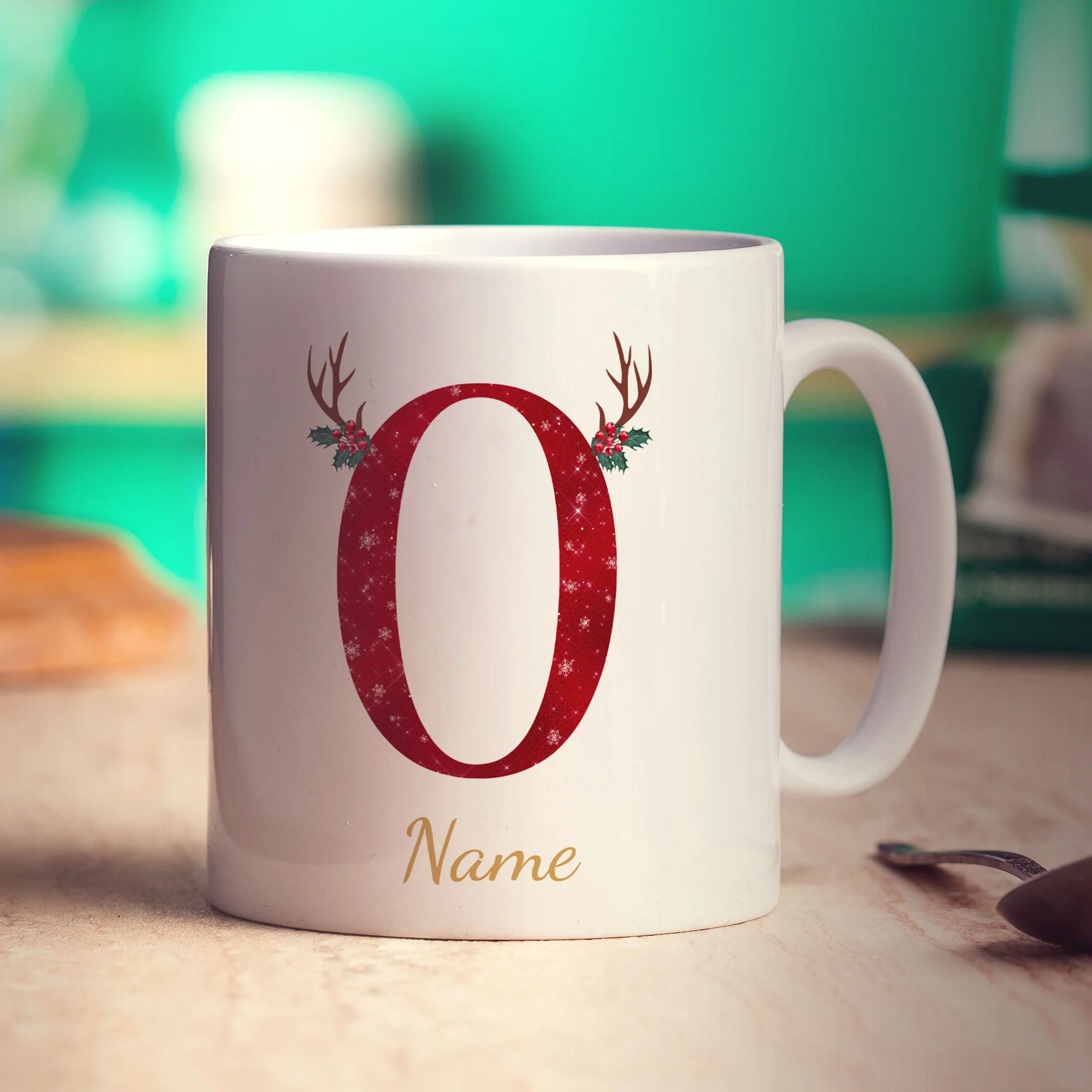 Personalised Festive Initial Mug with Name - Image 46