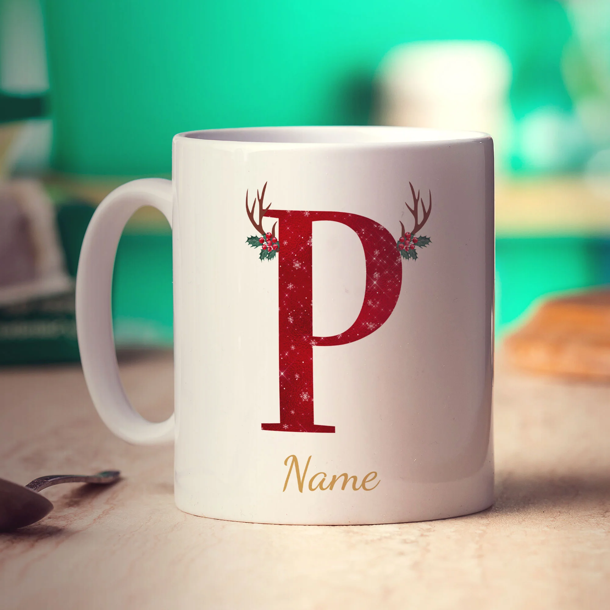 Personalised Festive Initial Mug with Name - Image 48