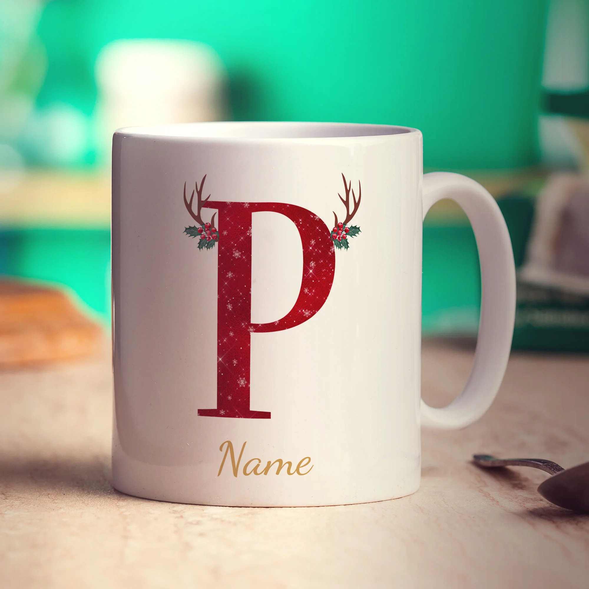 Personalised Festive Initial Mug with Name - Image 49