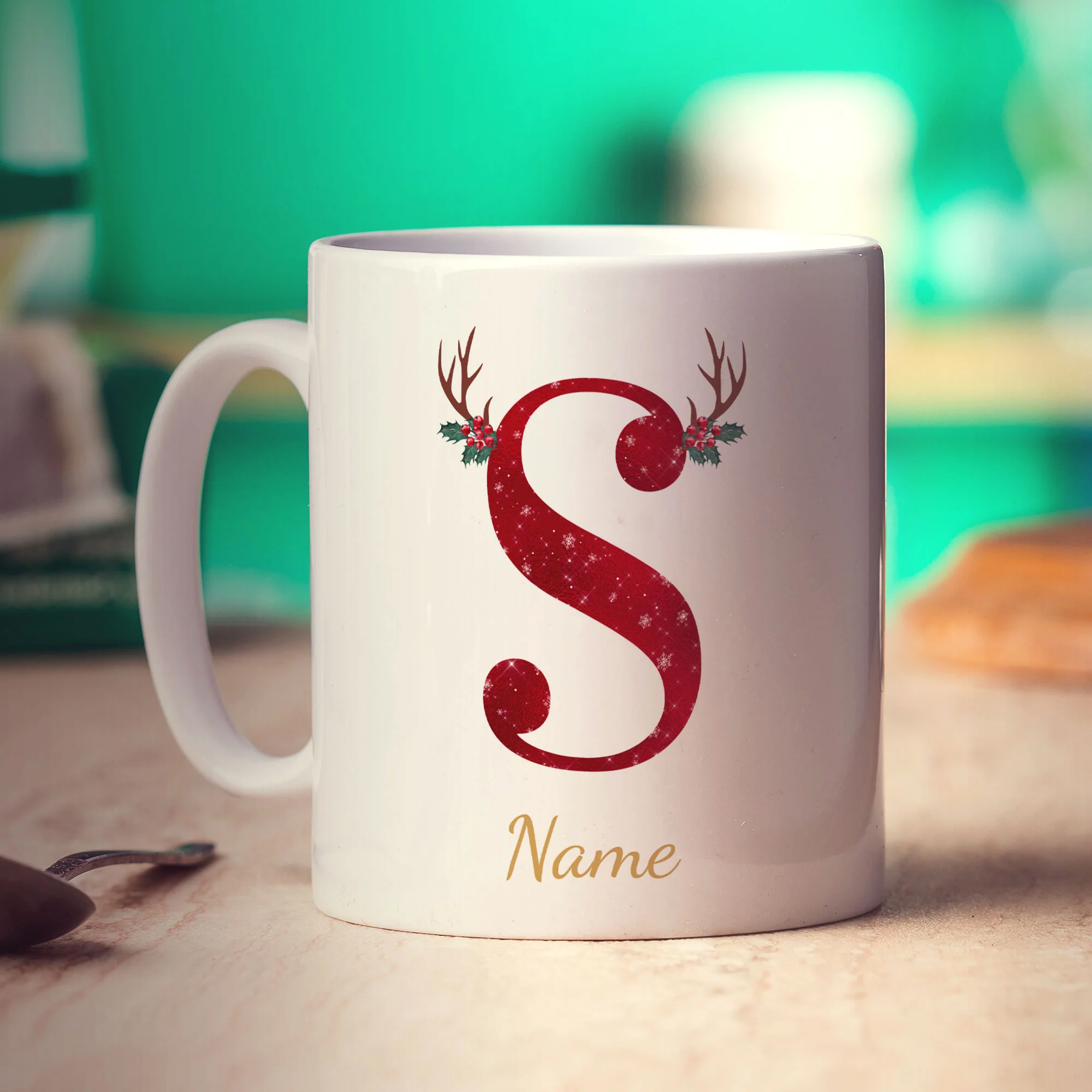 Personalised Festive Initial Mug with Name - Image 57