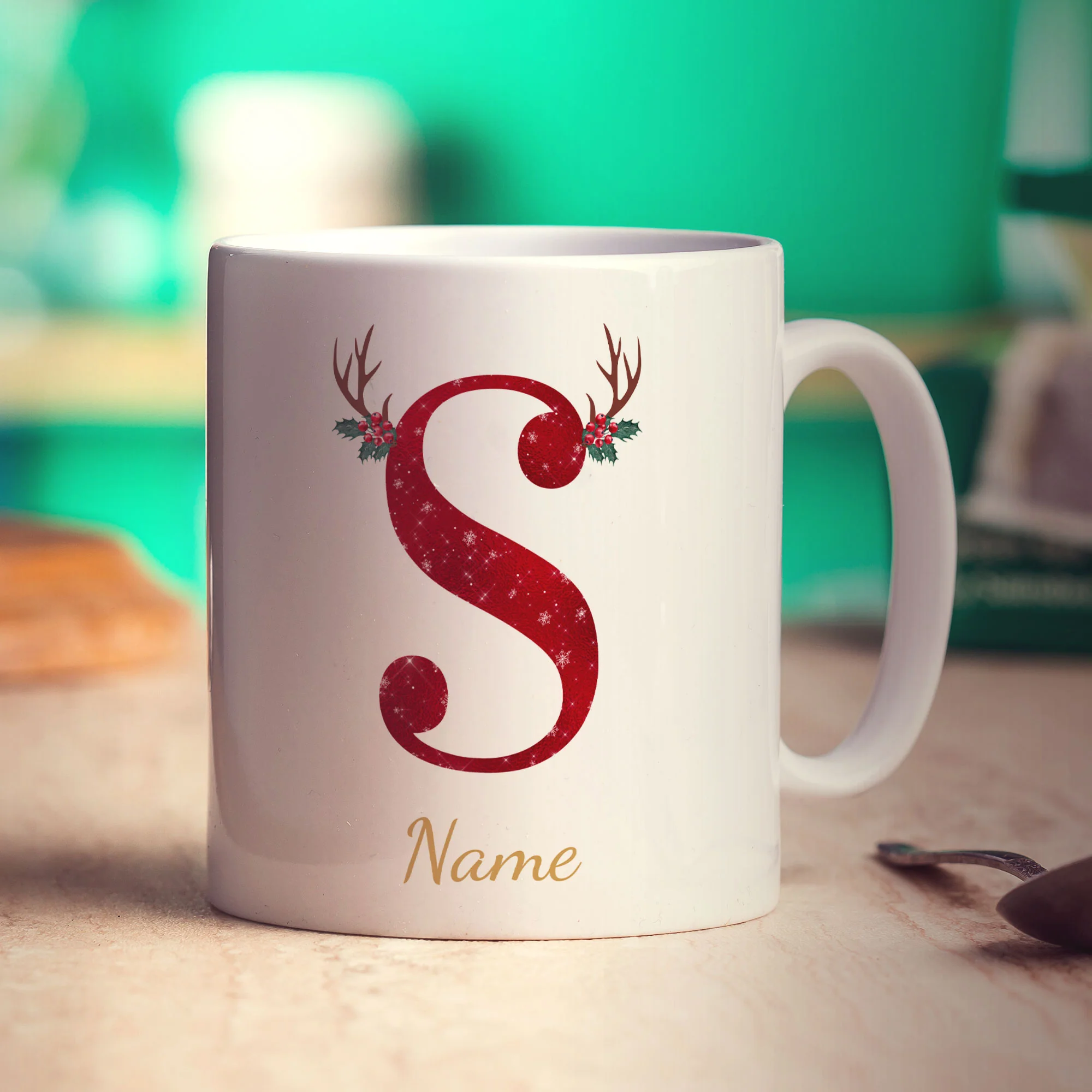 Personalised Festive Initial Mug with Name - Image 58