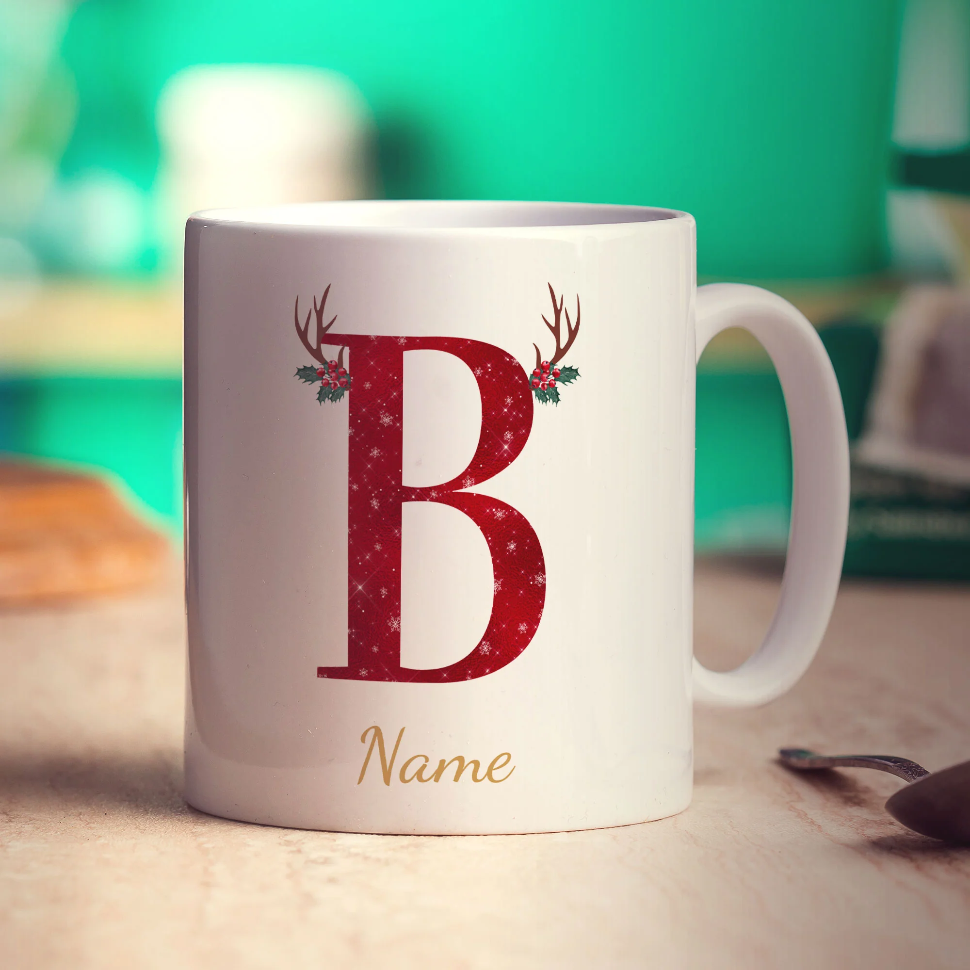 Personalised Festive Initial Mug with Name - Image 6