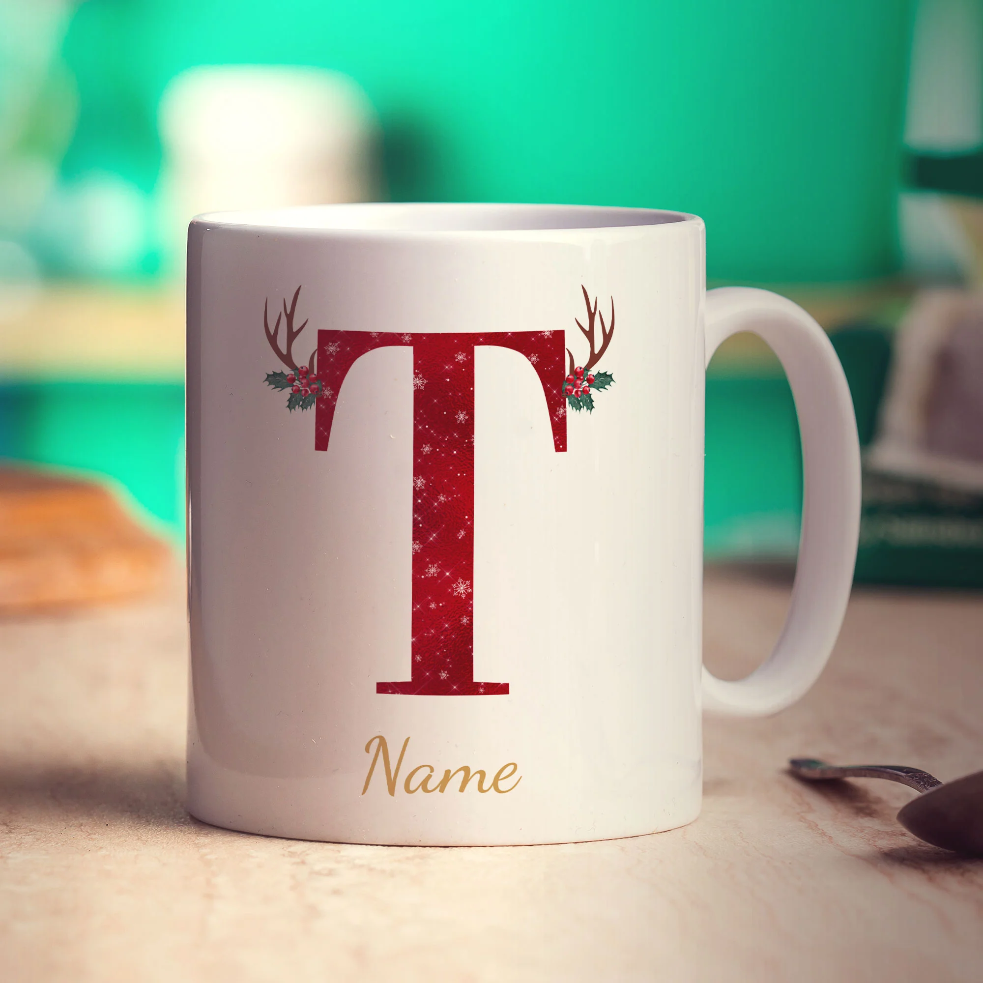 Personalised Festive Initial Mug with Name - Image 60