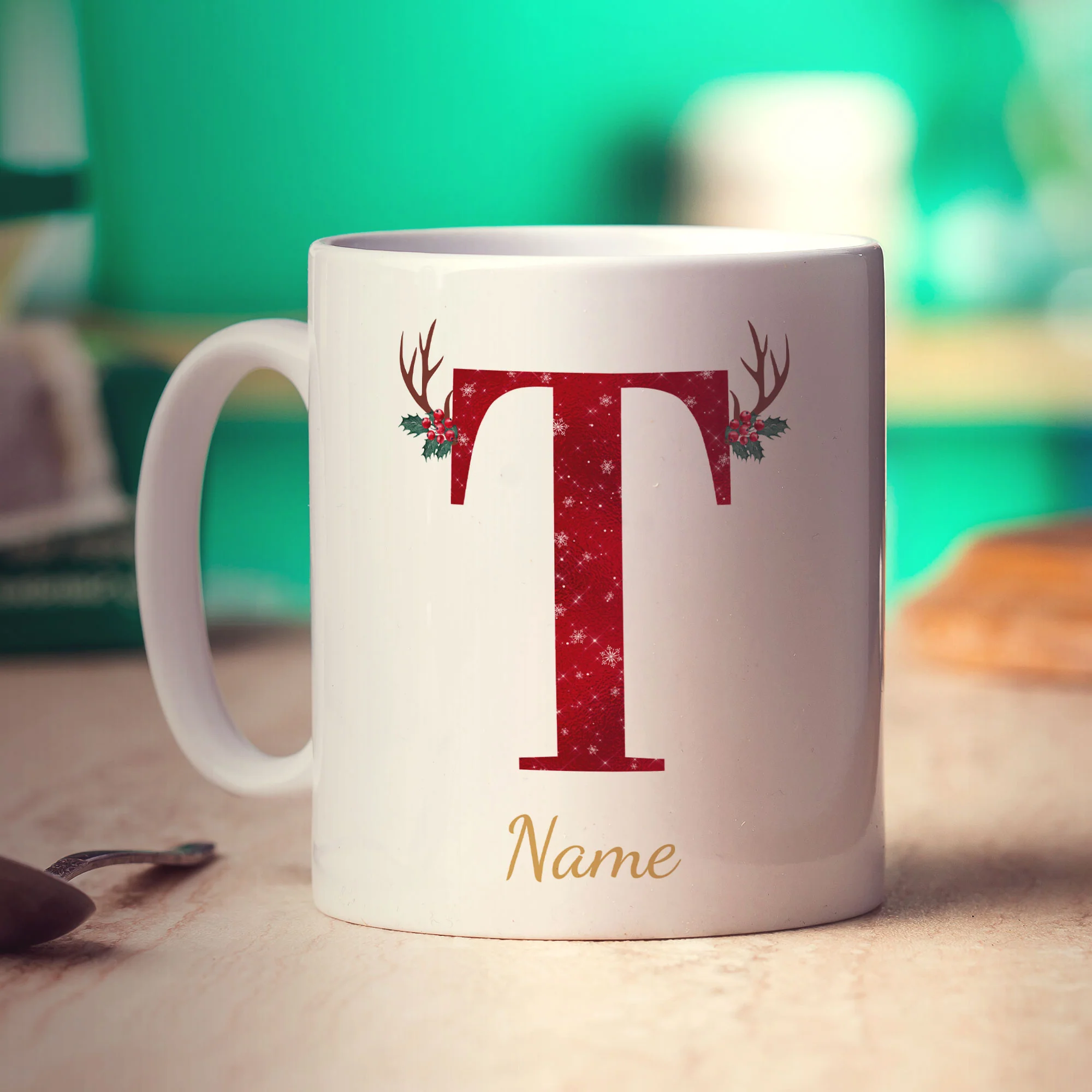 Personalised Festive Initial Mug with Name - Image 61