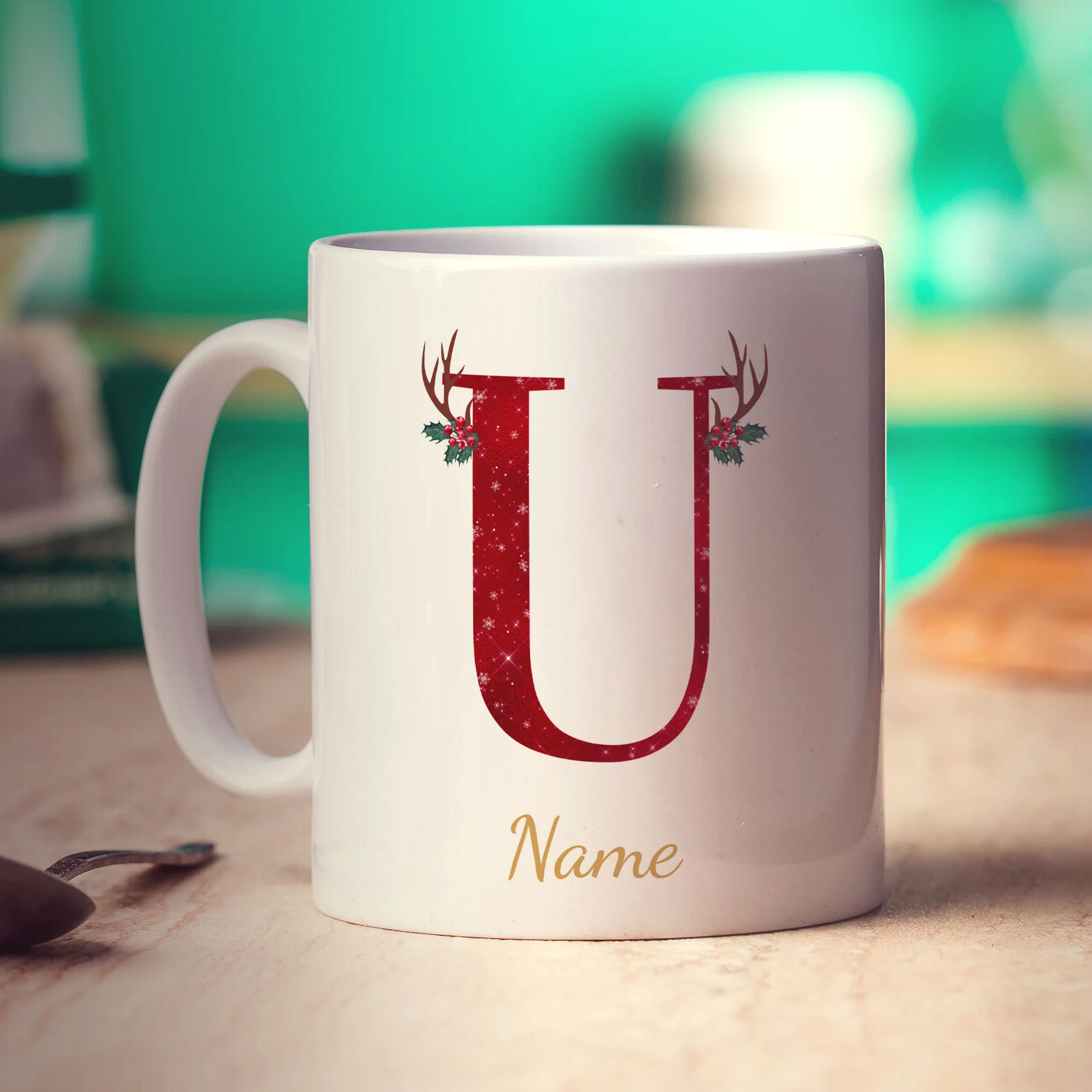Personalised Festive Initial Mug with Name - Image 63
