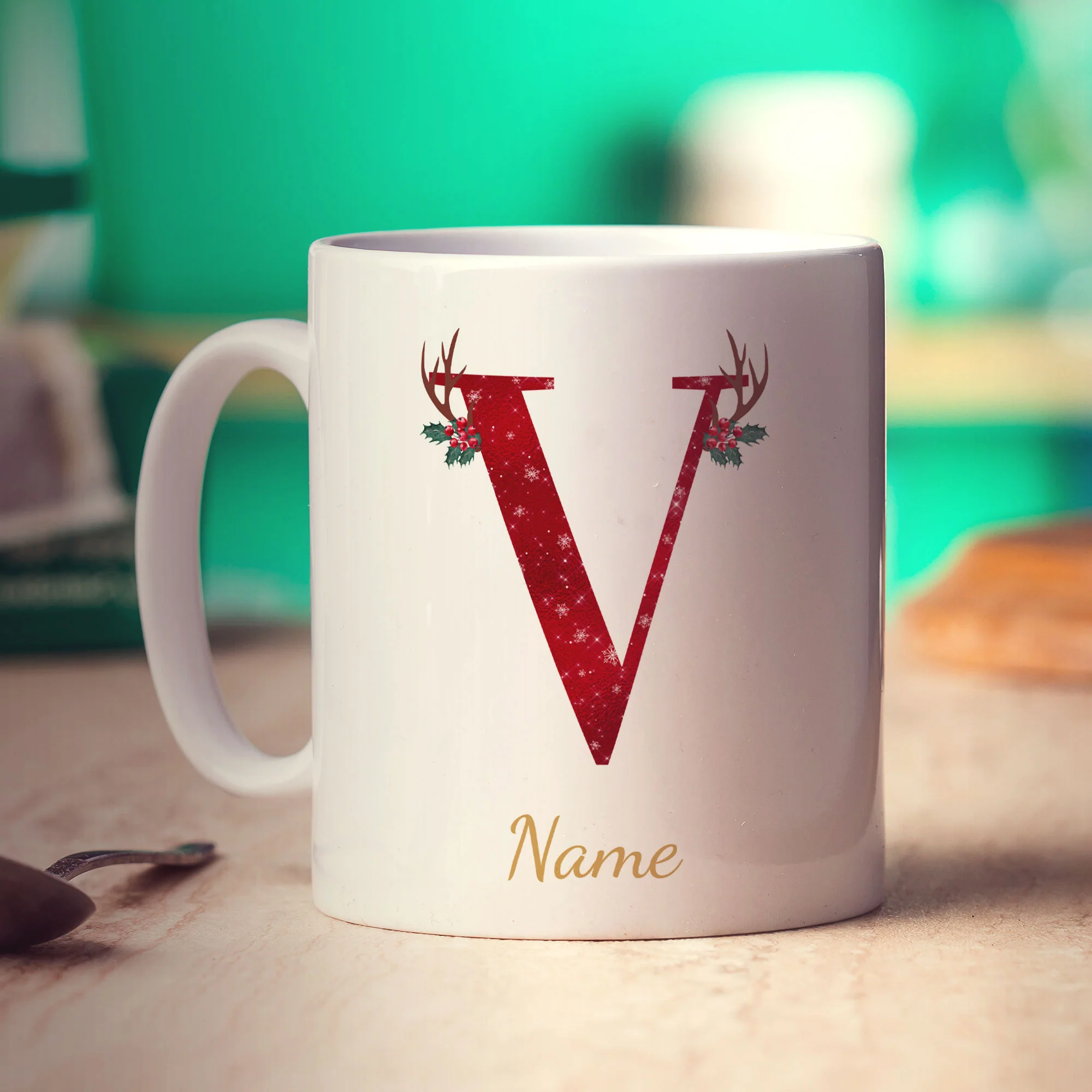 Personalised Festive Initial Mug with Name - Image 66