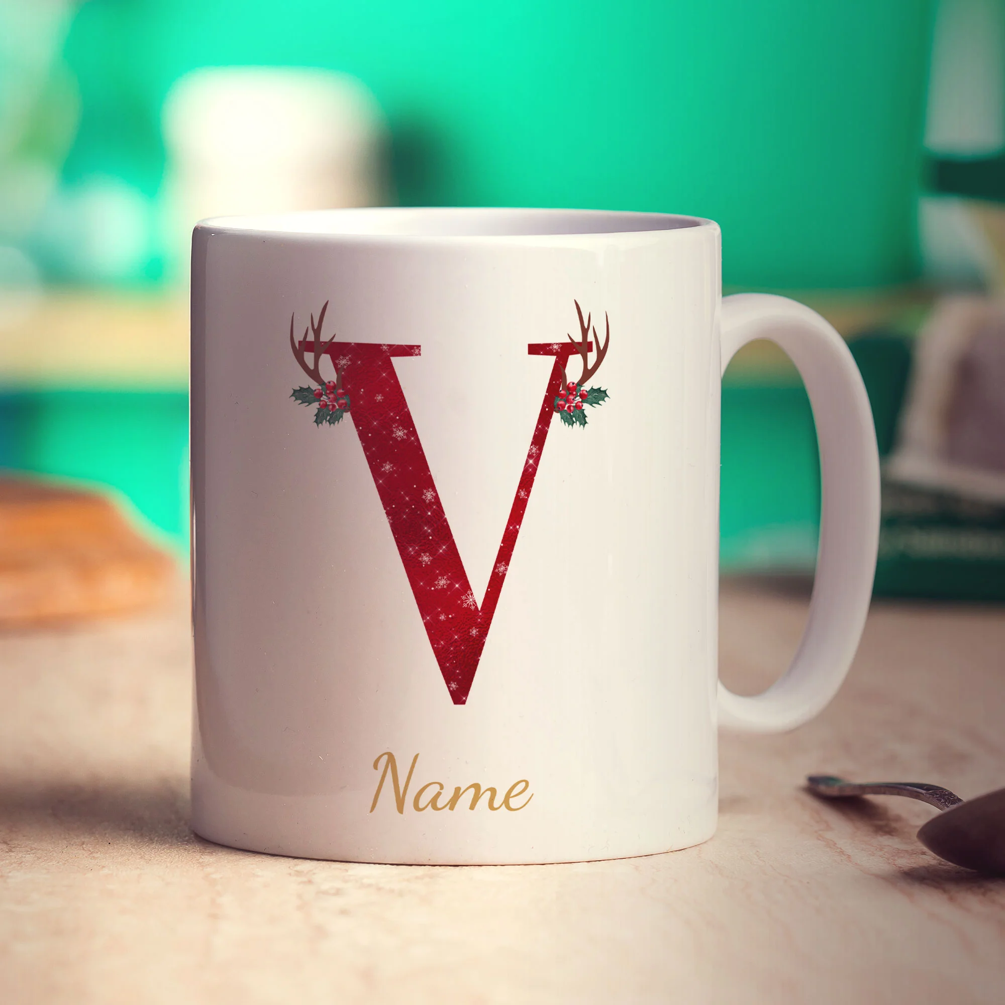 Personalised Festive Initial Mug with Name - Image 67