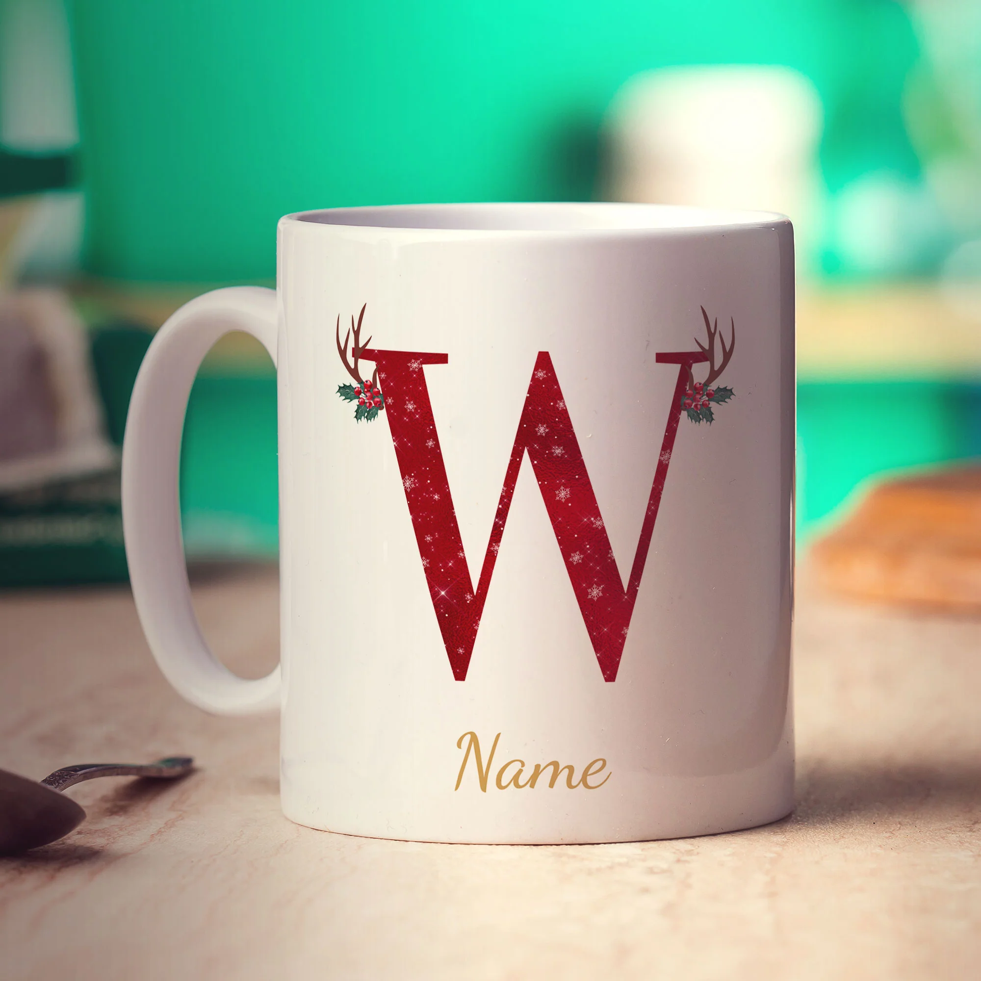 Personalised Festive Initial Mug with Name - Image 69