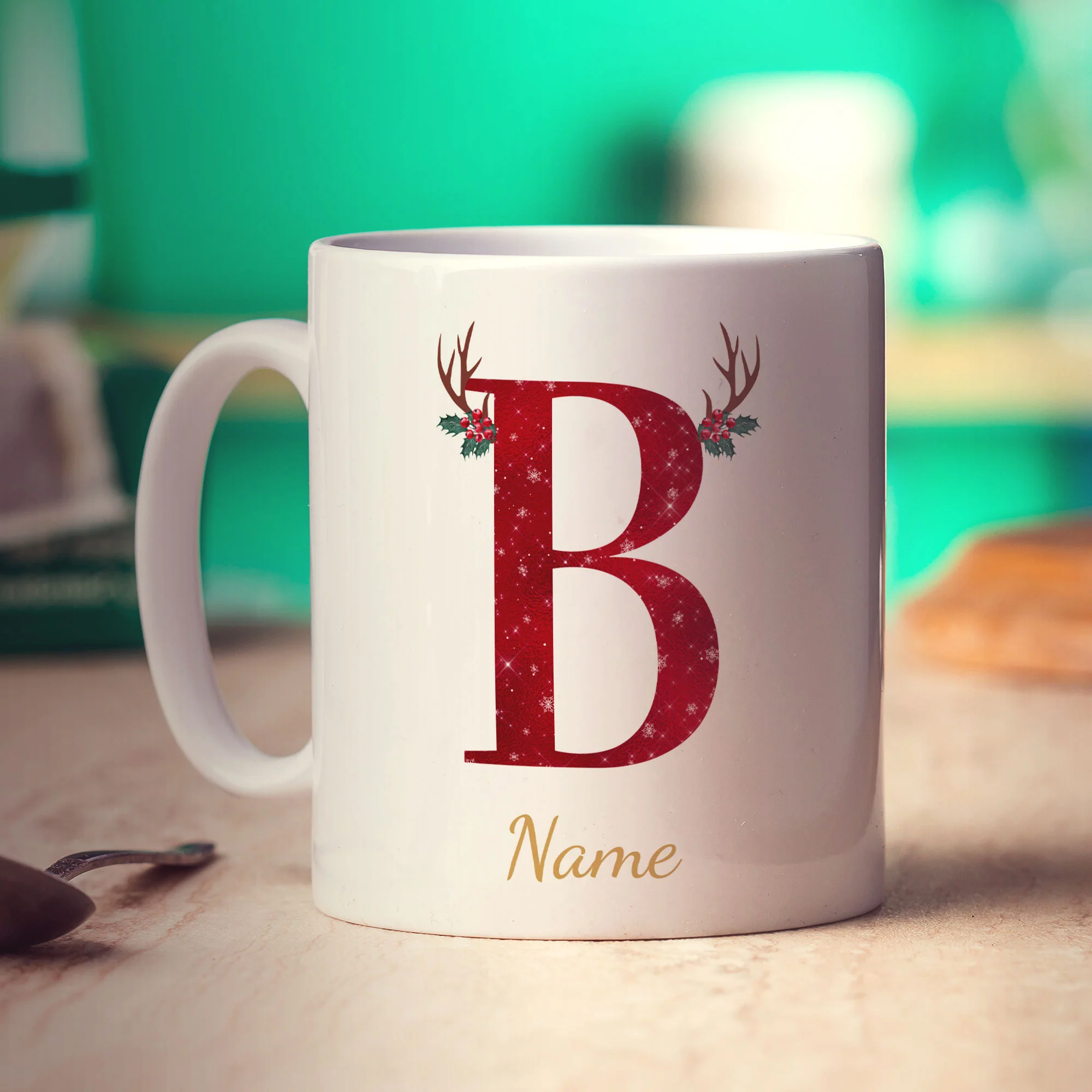 Personalised Festive Initial Mug with Name - Image 7