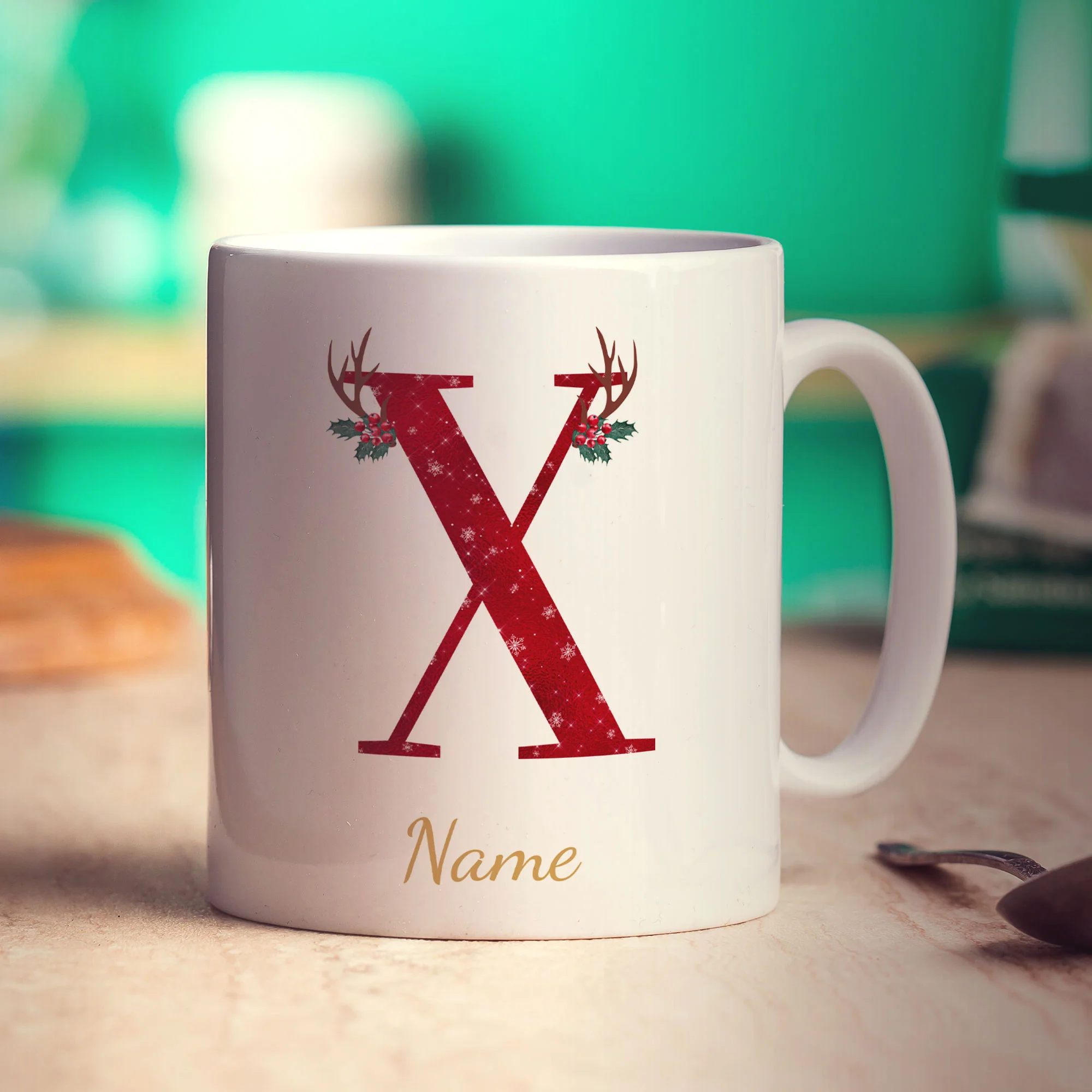 Personalised Festive Initial Mug with Name - Image 73