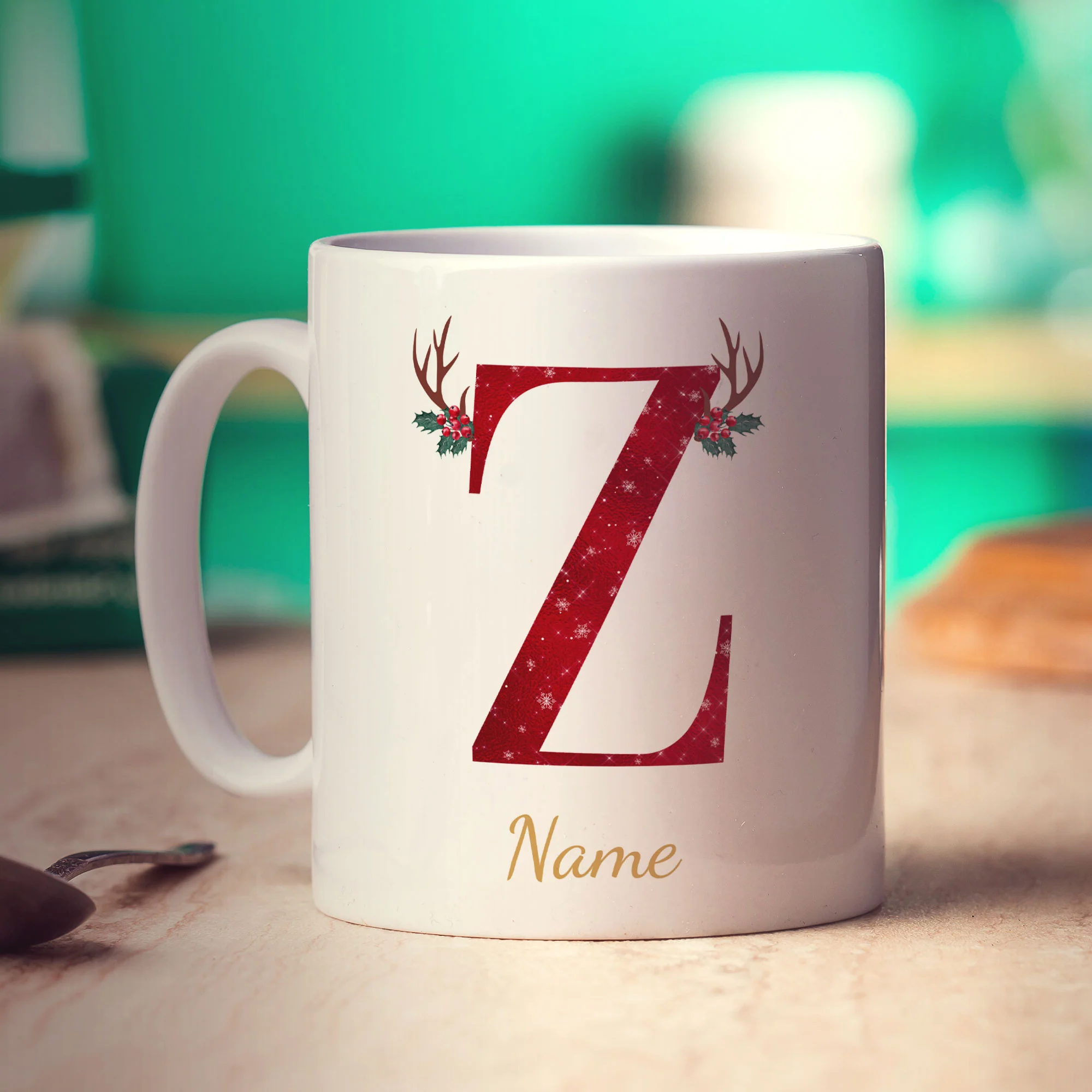 Personalised Festive Initial Mug with Name - Image 78
