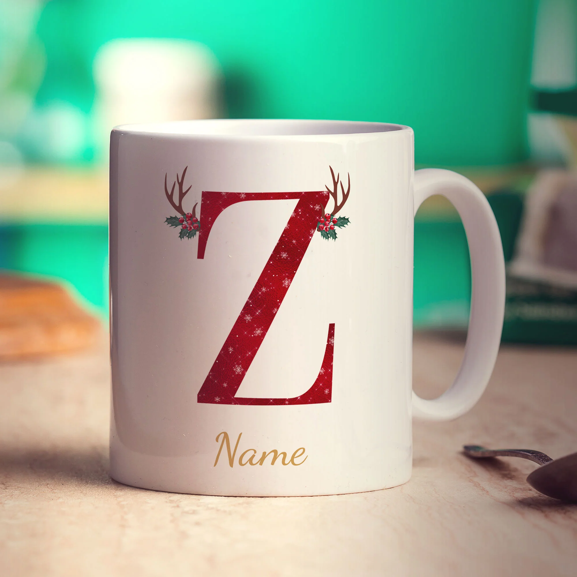 Personalised Festive Initial Mug with Name - Image 79