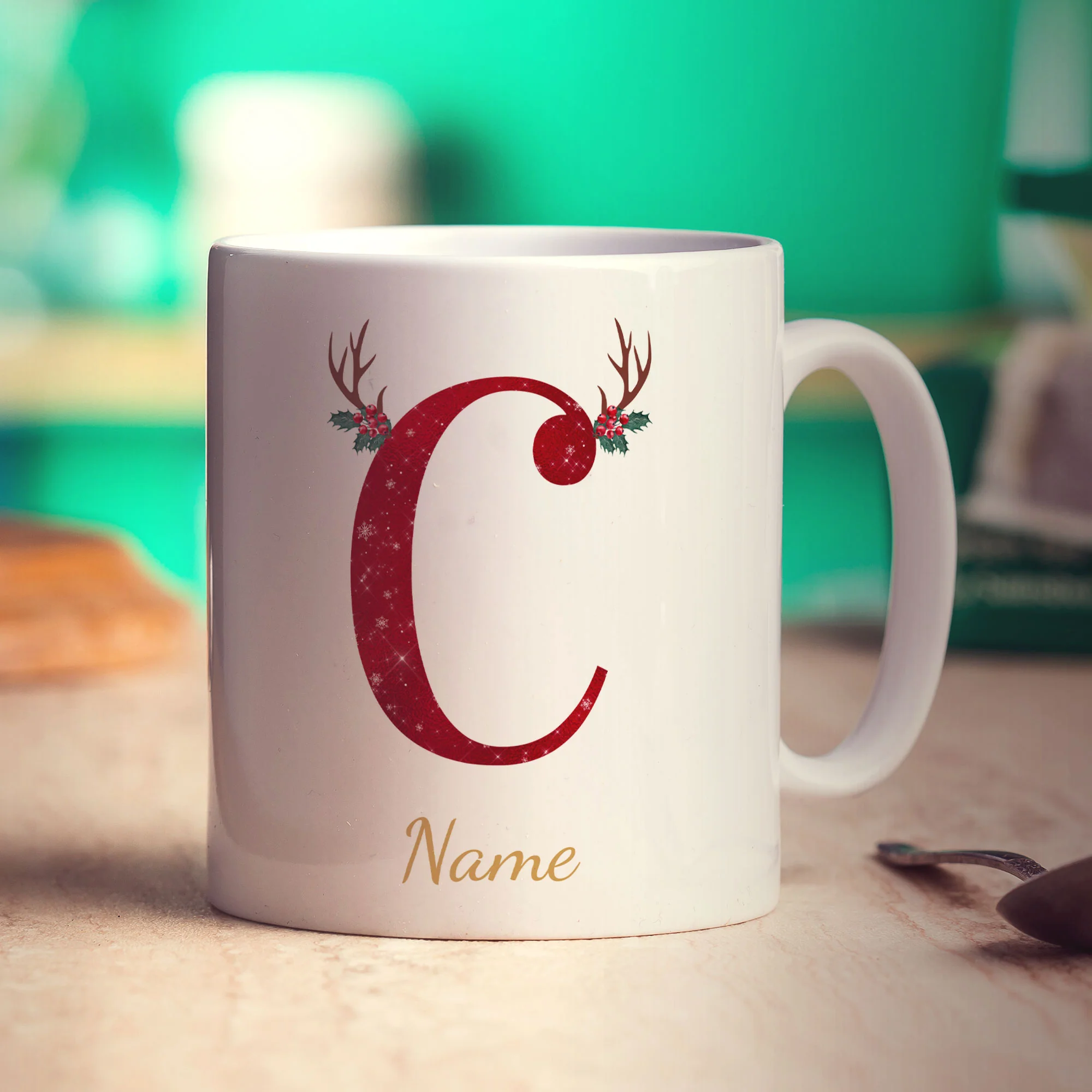 Personalised Festive Initial Mug with Name - Image 9