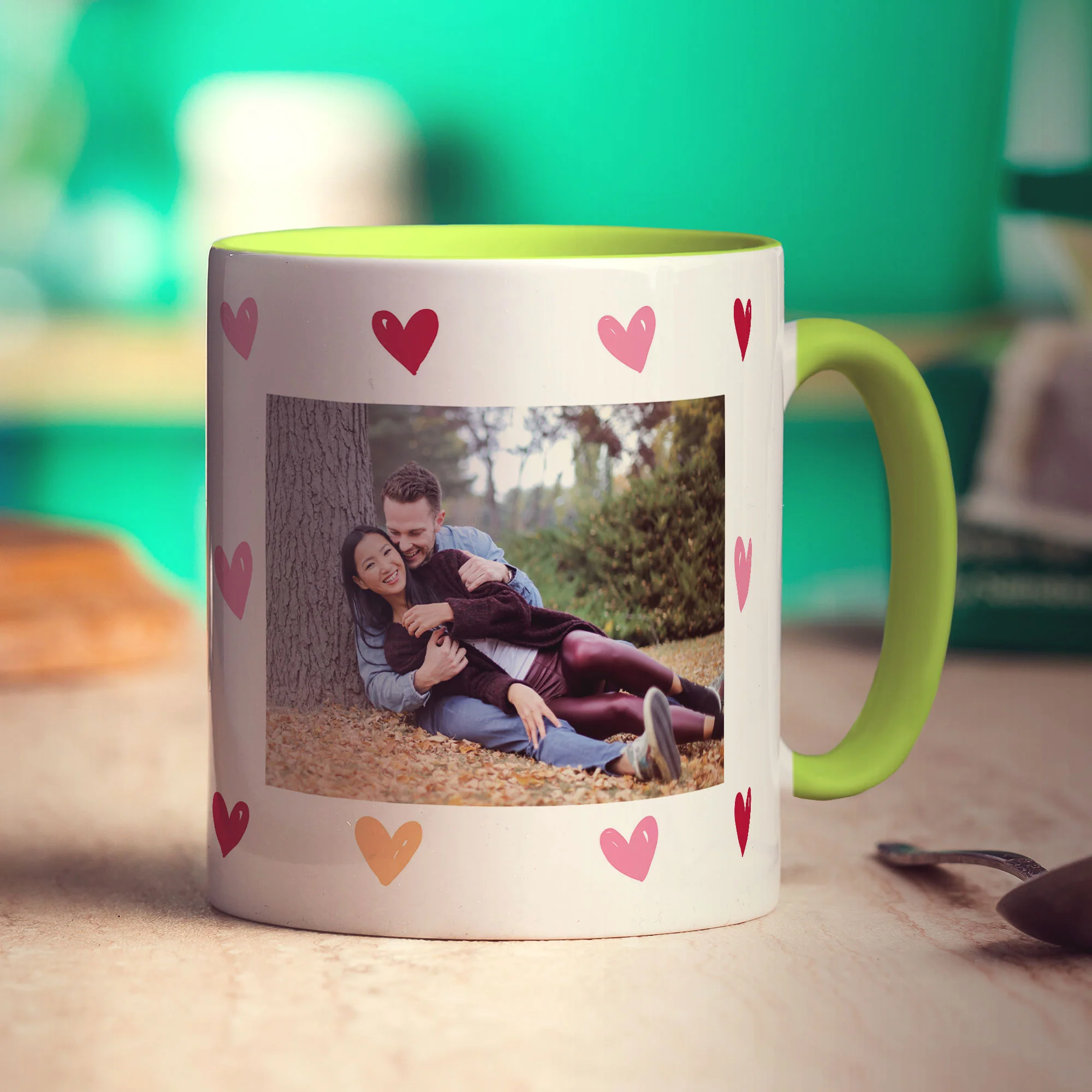 Hearts Personalised Photo Mug with Message - Image 14