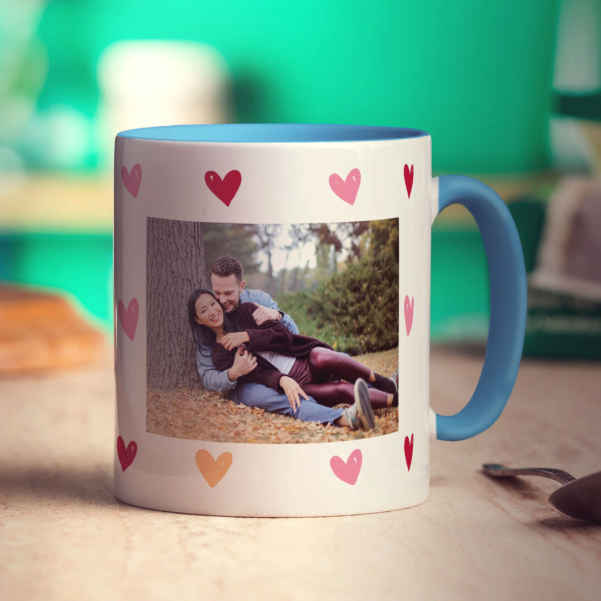 Hearts Personalised Photo Mug with Message - Image 4