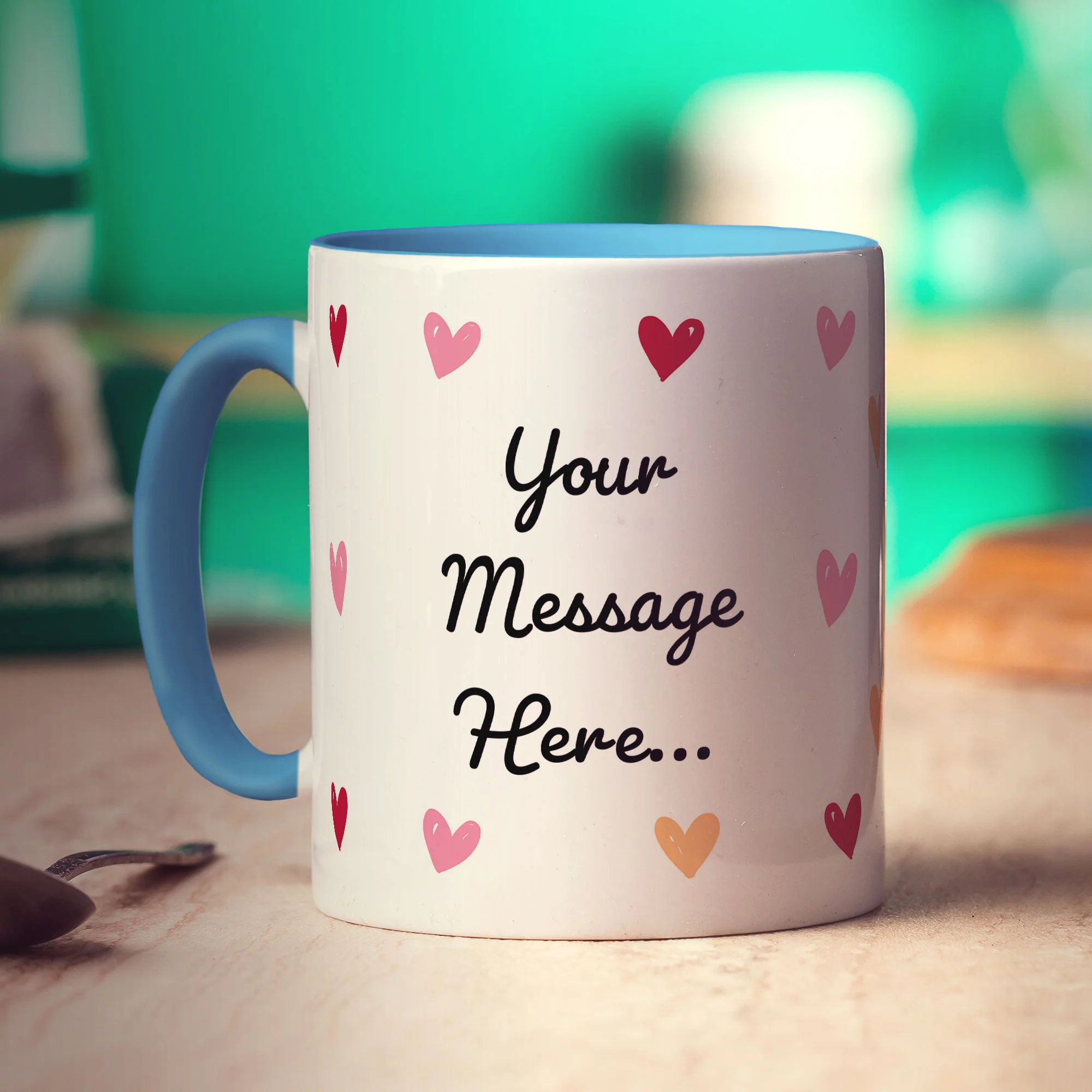 Hearts Personalised Photo Mug with Message - Image 5