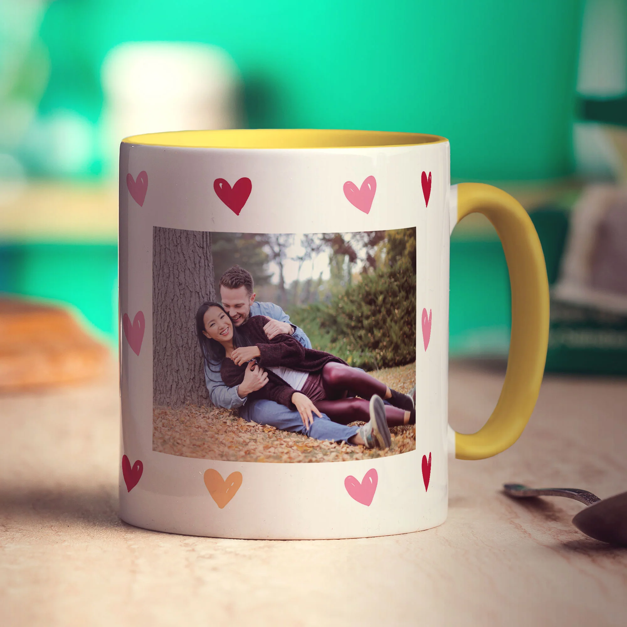 Hearts Personalised Photo Mug with Message - Image 6
