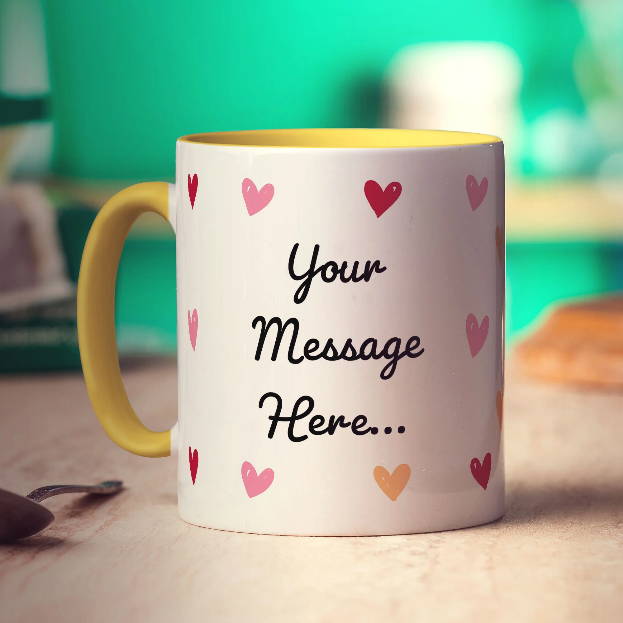 Hearts Personalised Photo Mug with Message - Image 7