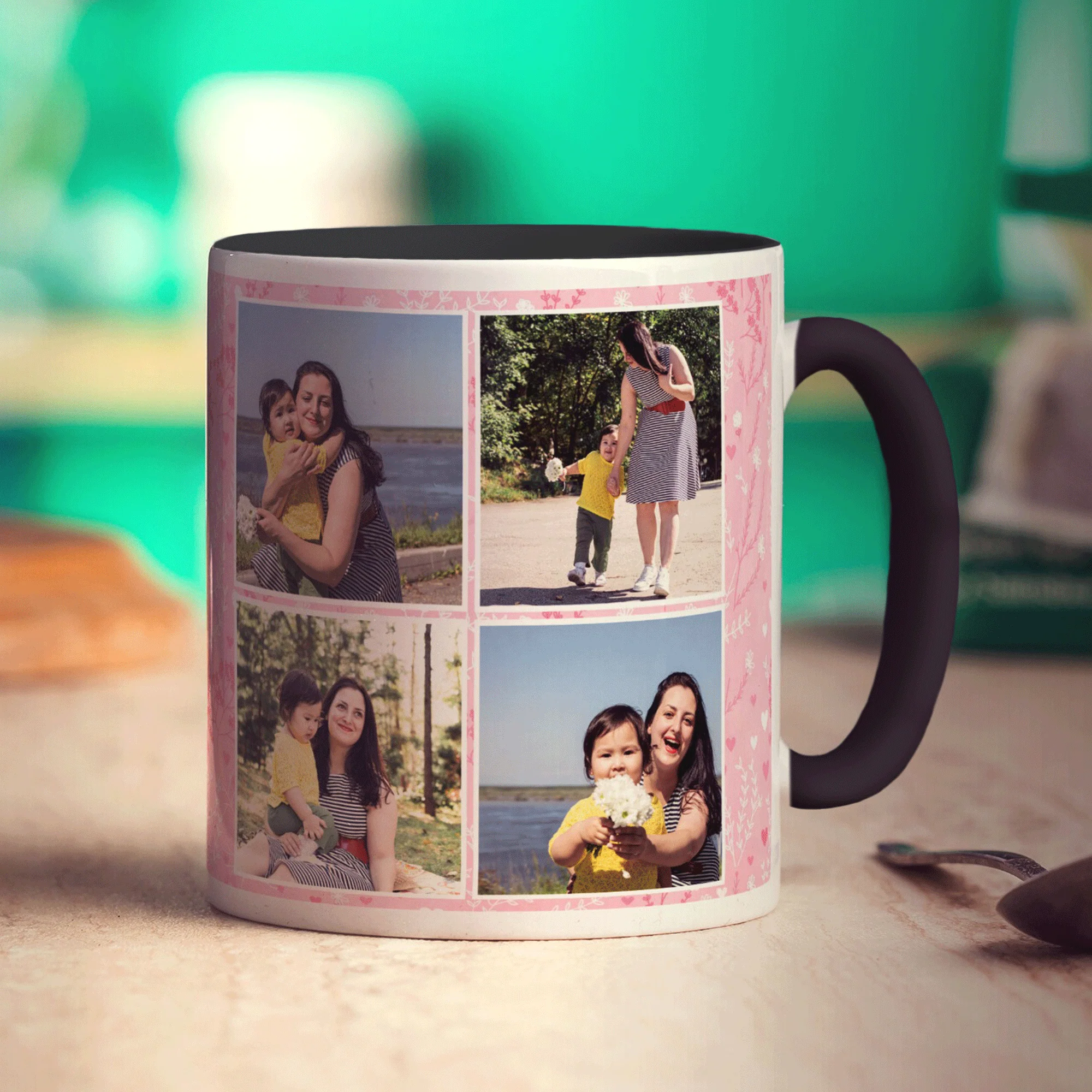 Pink 4 Photo Mother's Day Mug With Message - Image 10