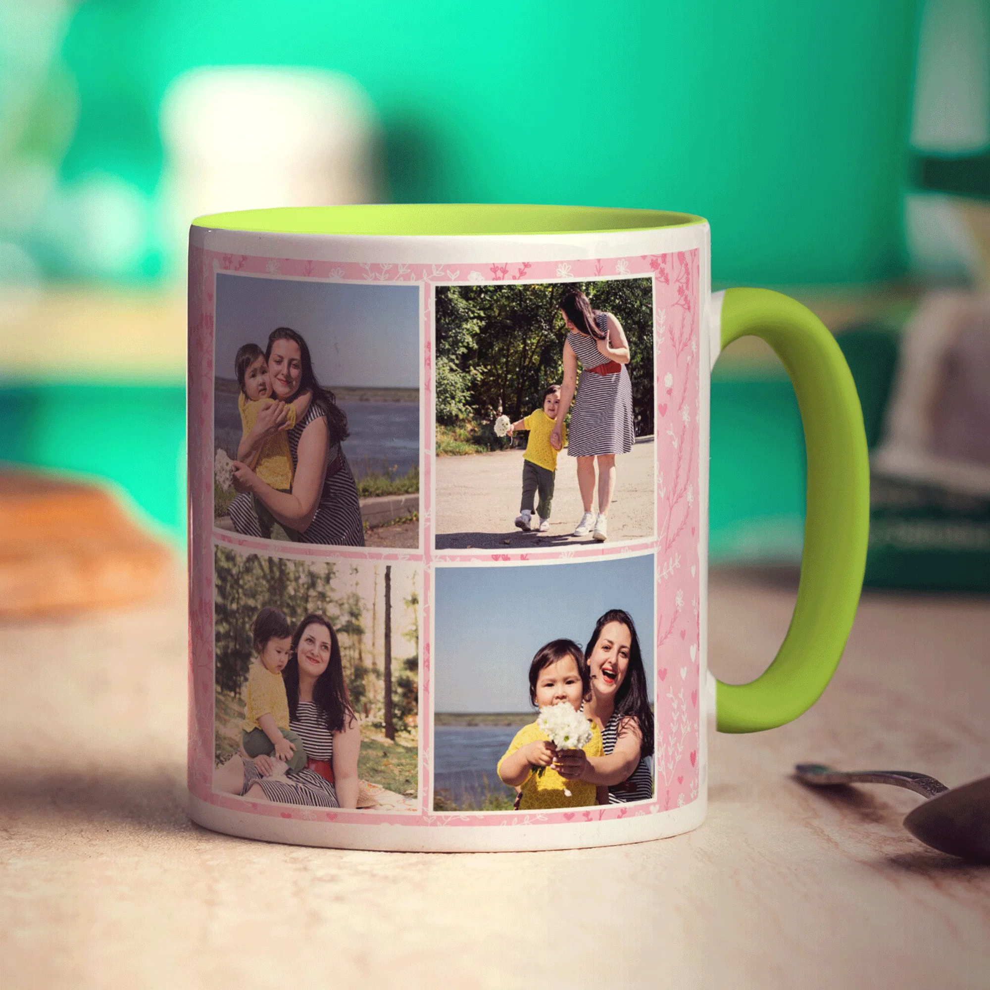 Pink 4 Photo Mother's Day Mug With Message - Image 7