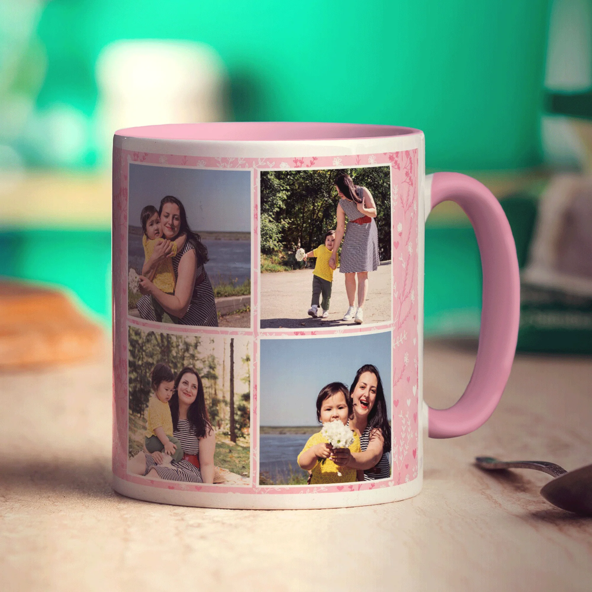 Pink 4 Photo Mother's Day Mug With Message - Image 9