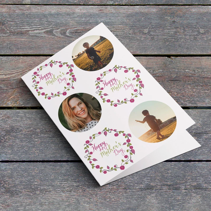Pink Flower Crown Photo Mother's Day Card - Image 3