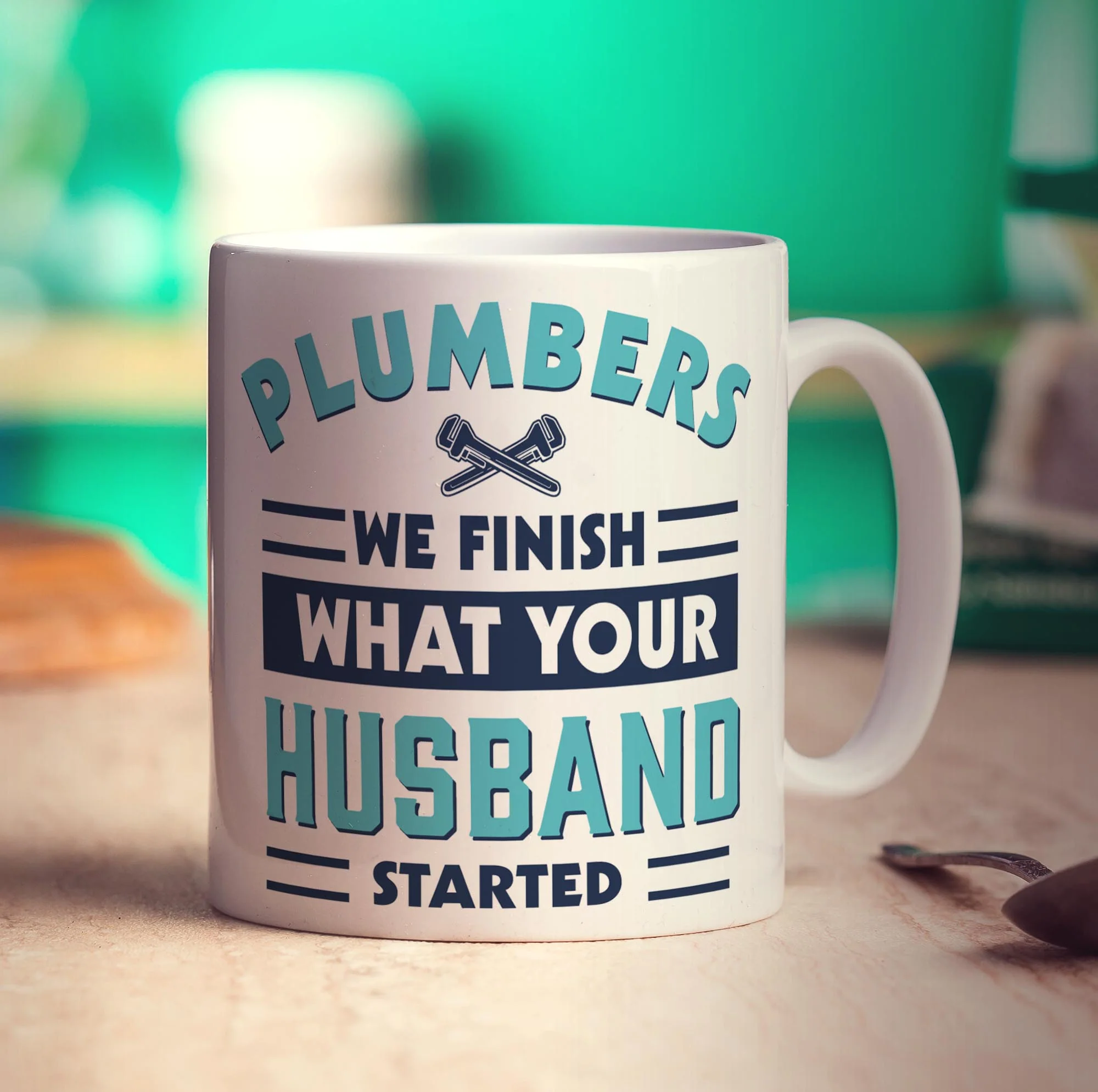 Plumbers We Finish What Your Husband Started Mug - Image 3