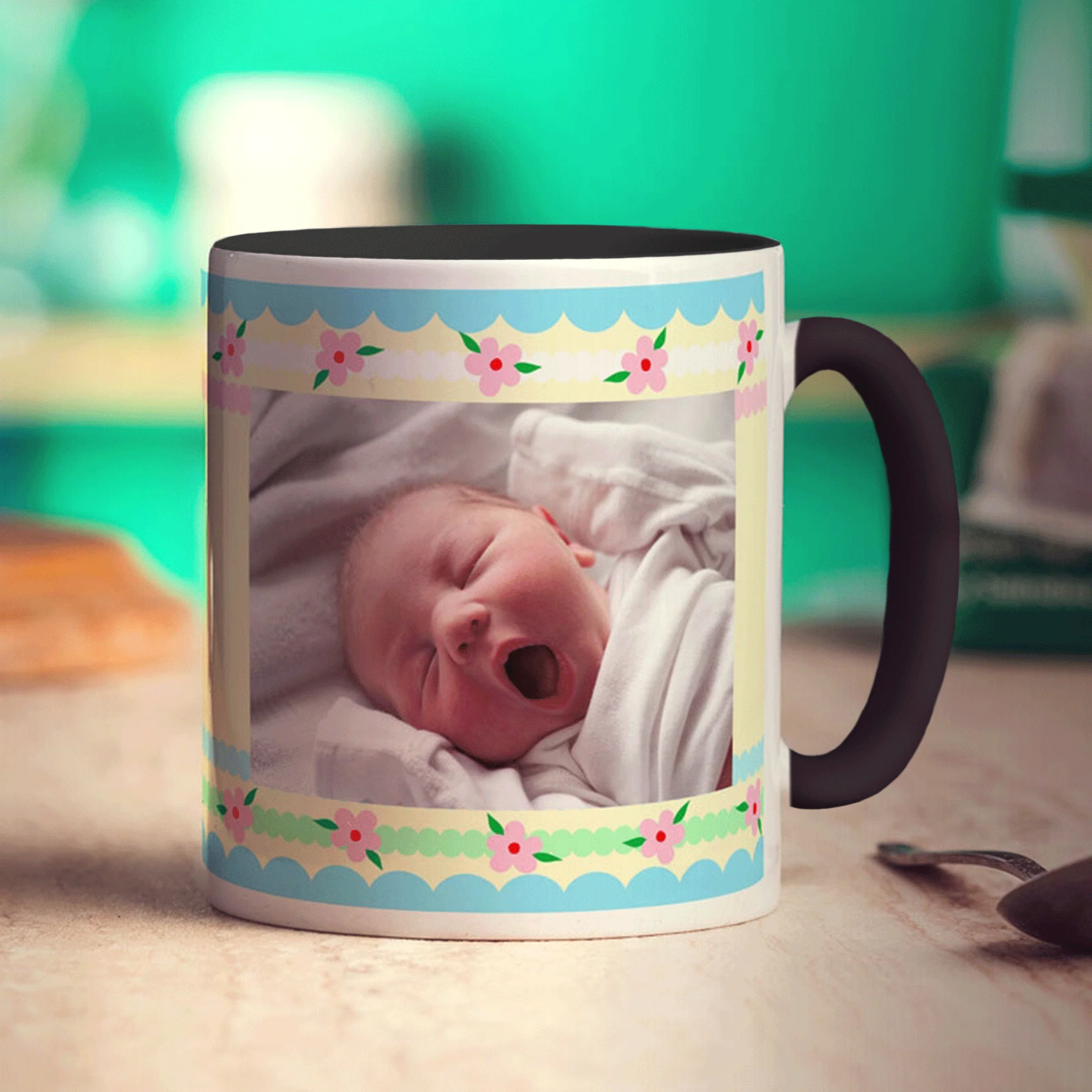 Pretty Stripes and Flowers Photo Mug - Image 10