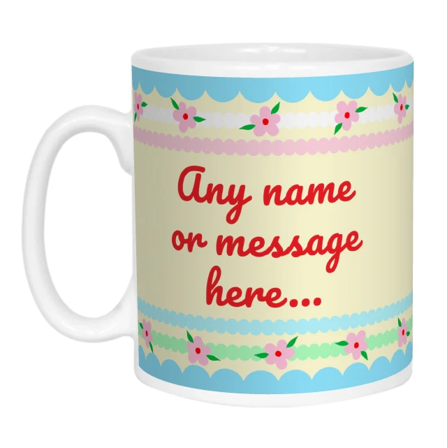 Pretty Stripes and Flowers Photo Mug - Image 4