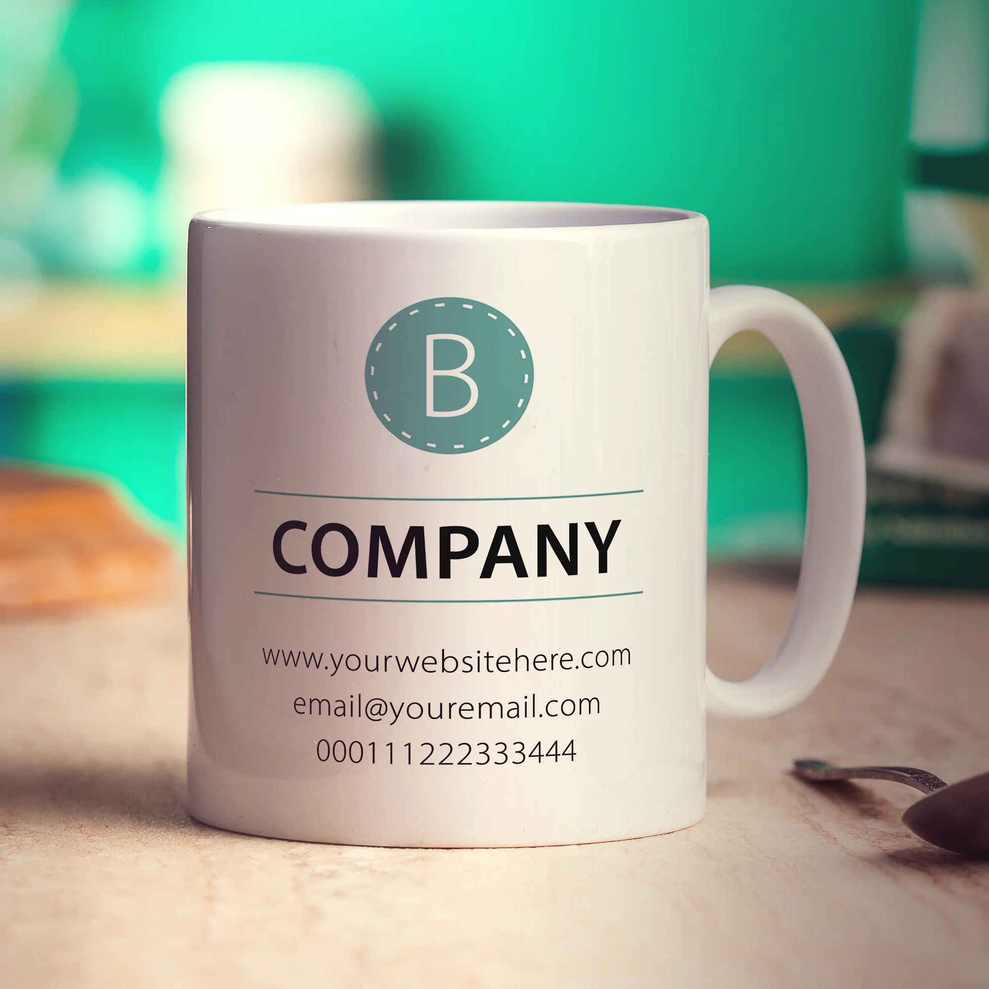 Promotional Mug with Teal Stamp