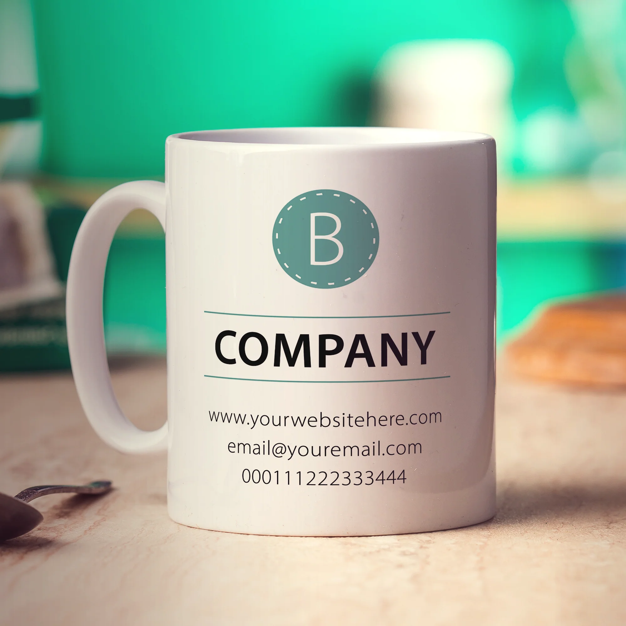 Promotional Mug with Teal Stamp - Image 2