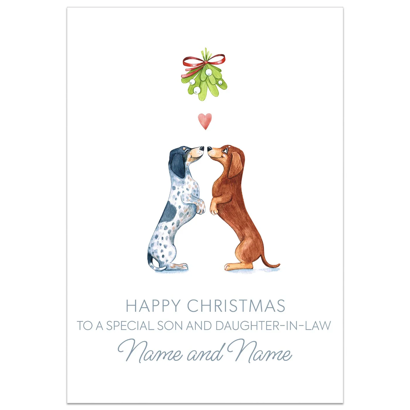 Puppy Mistletoe Special Son and Daughter-in-Law Card