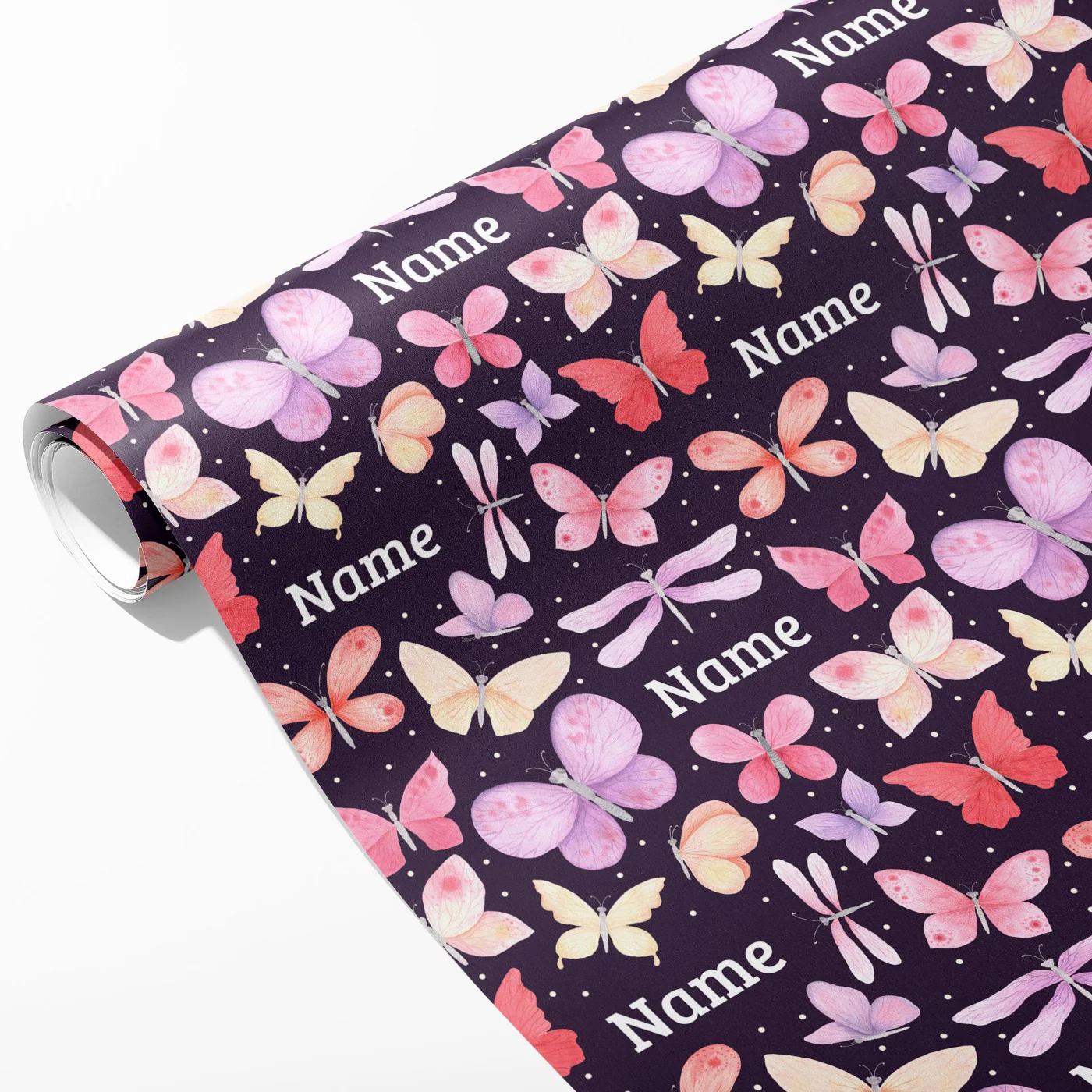 Purple Butterfly Name Wrapping Paper - Image 2