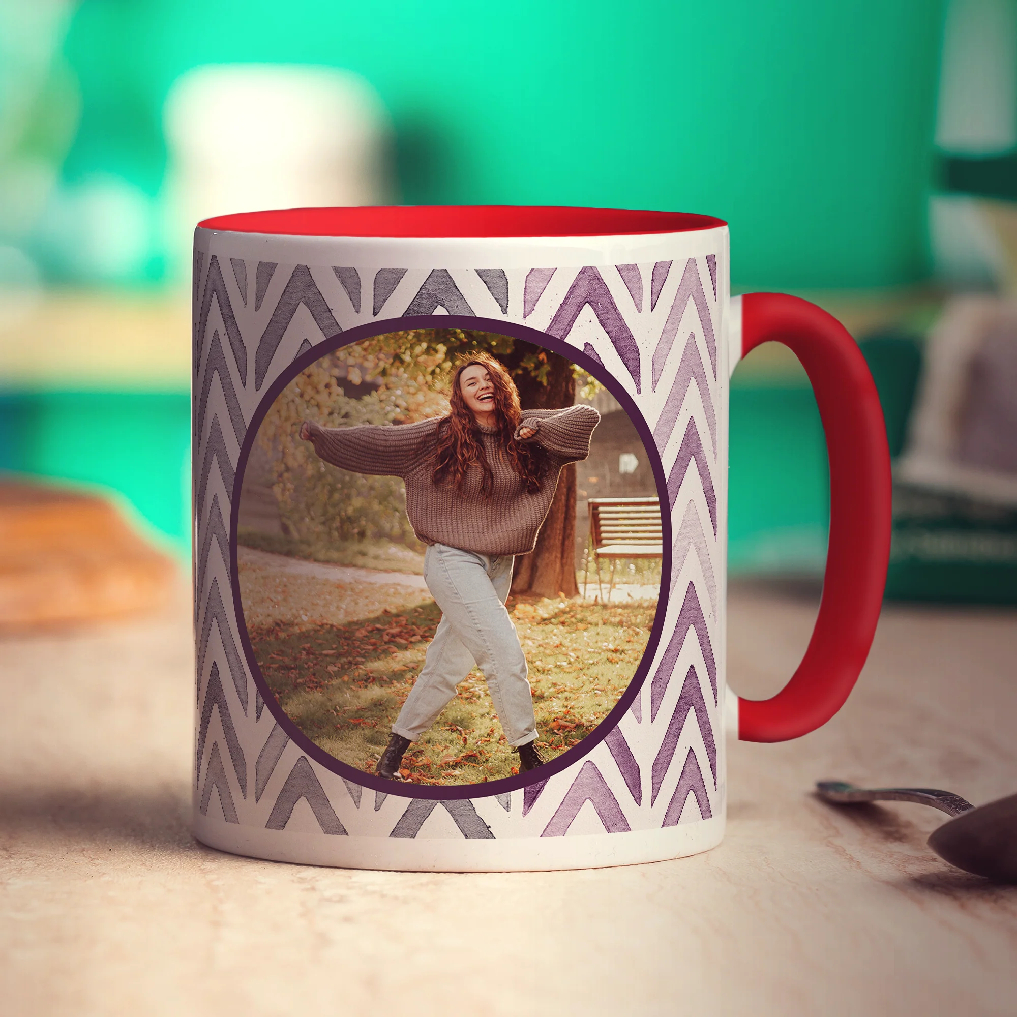 Purple Watercolour Chevron Photo Mug - Image 10