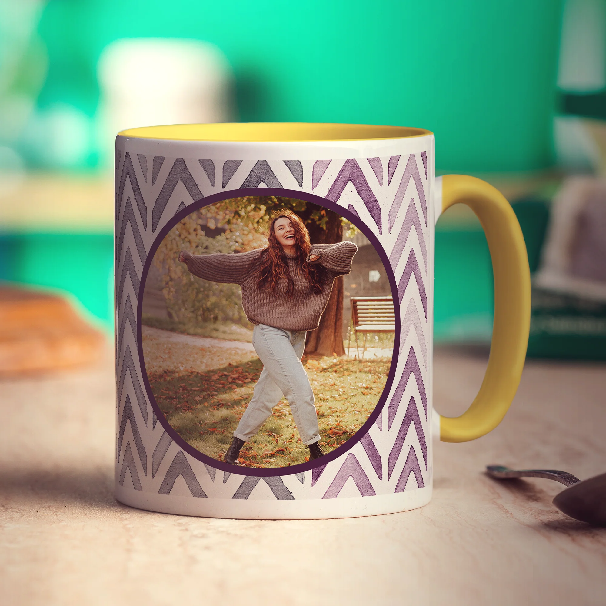 Purple Watercolour Chevron Photo Mug - Image 11