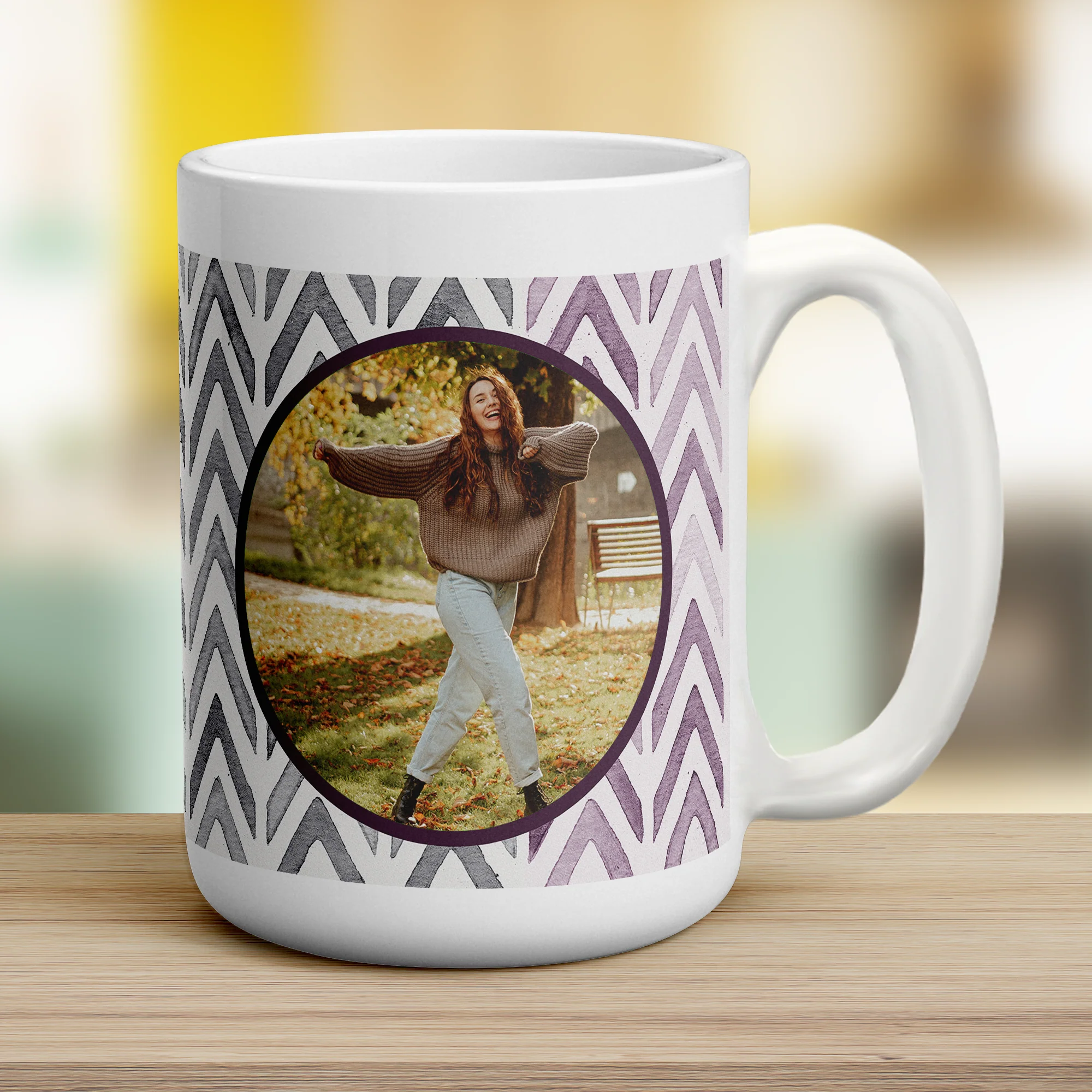 Purple Watercolour Chevron Photo Mug - Image 8