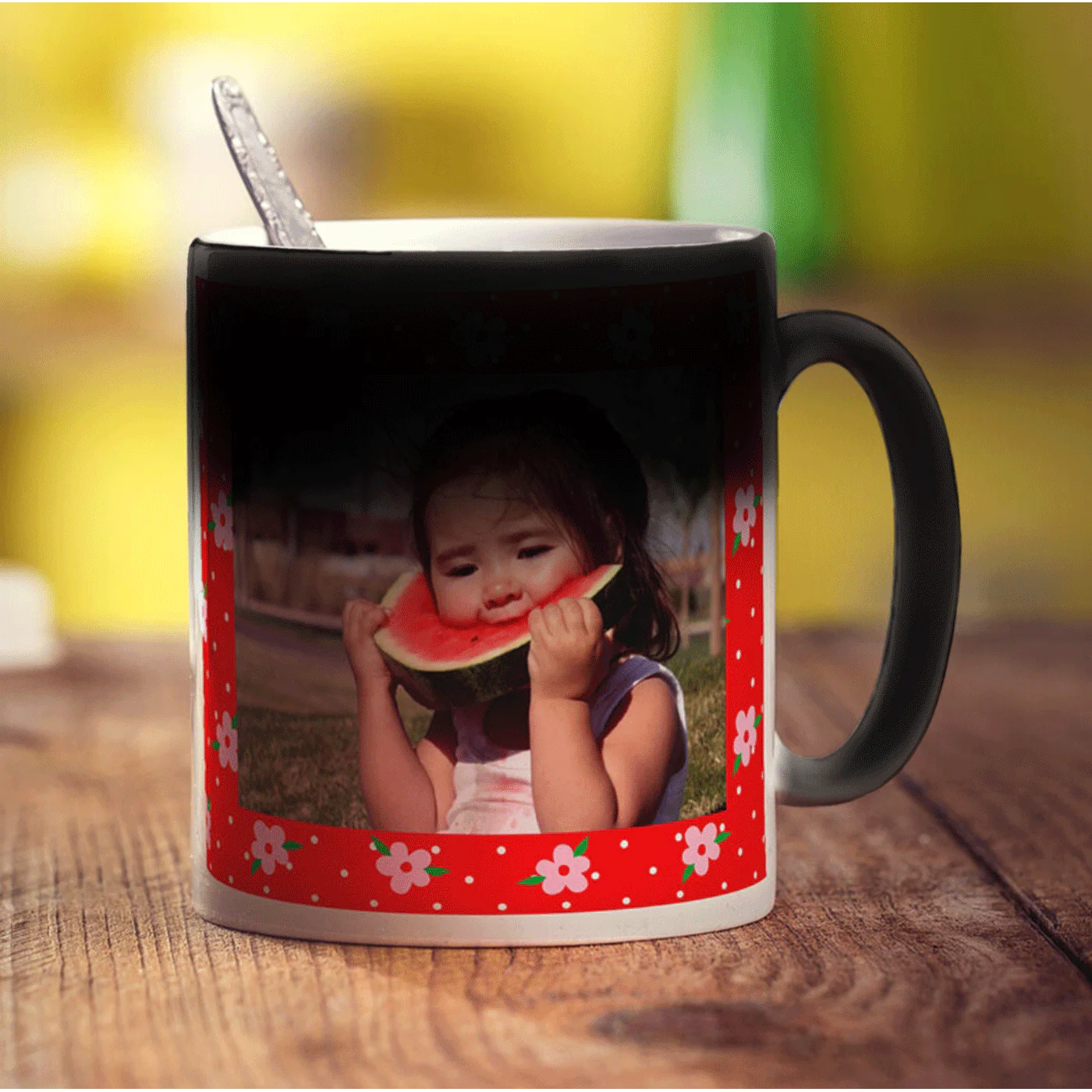 Red Floral Photo Mug - Image 3
