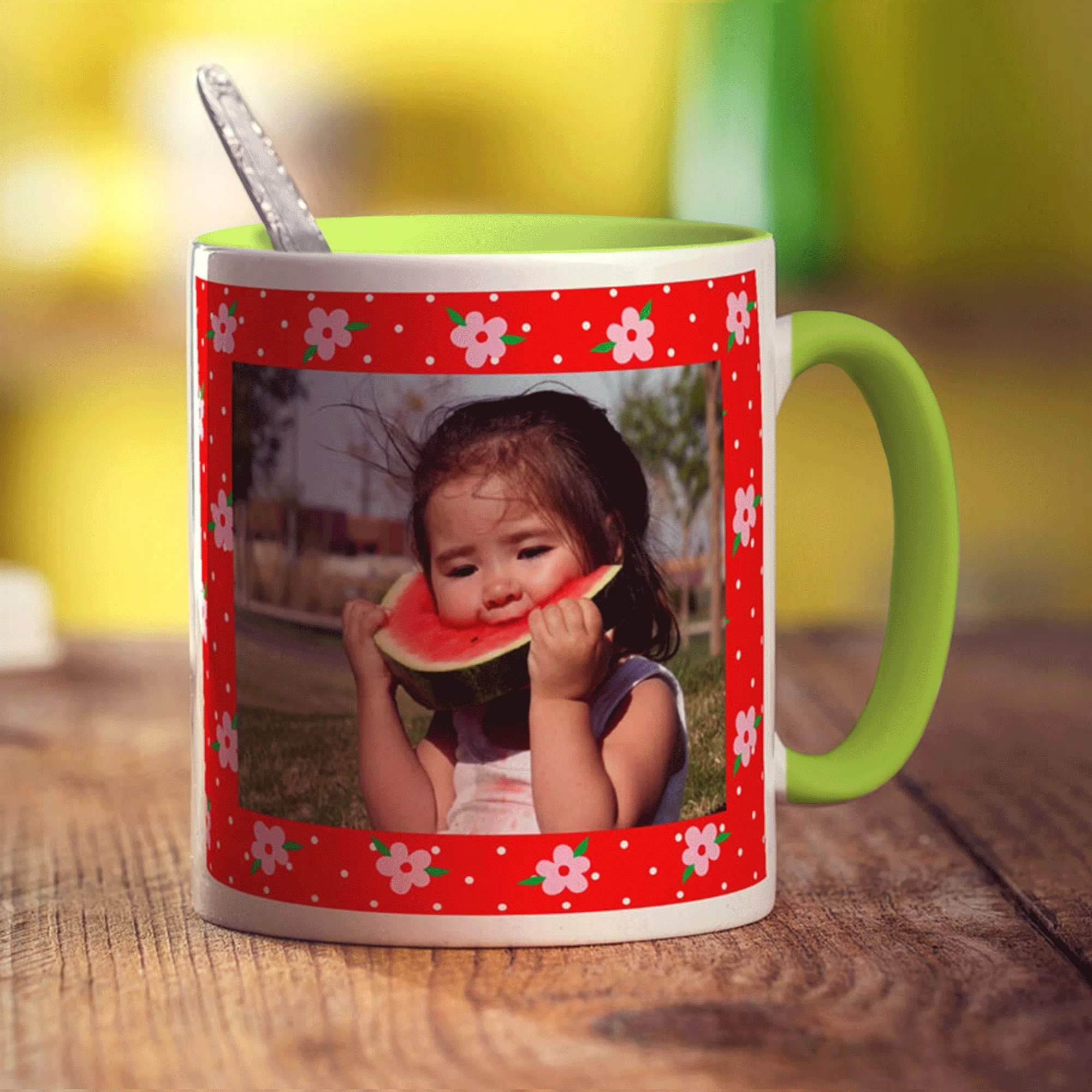 Red Floral Photo Mug - Image 4